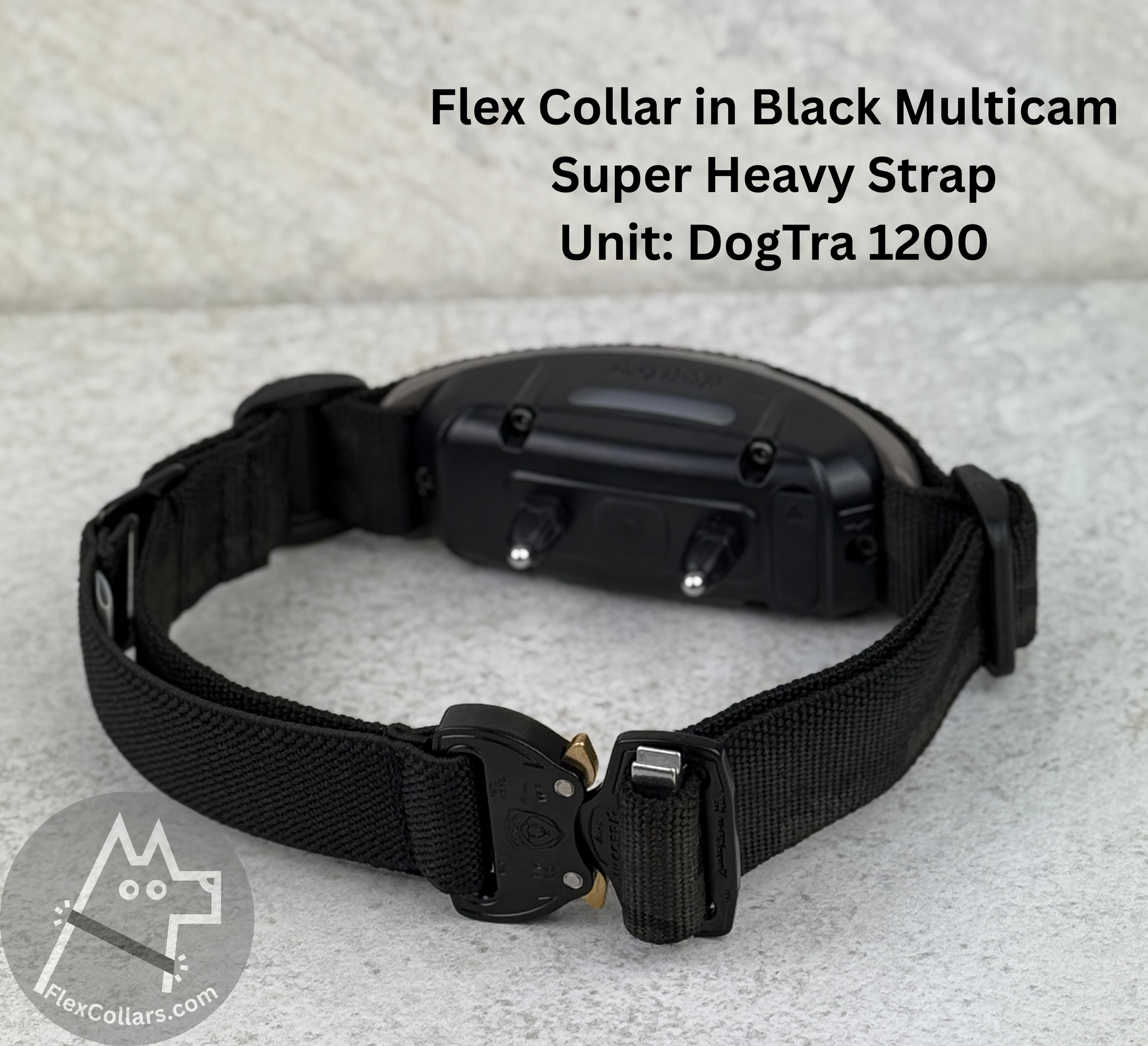 Super Heavy Bungee Collar E-collar Straps. Military-grade materials, AustriAlpin Quick Release Cobra Buckle. Elastic element for comfort. Colour Black Camouflage