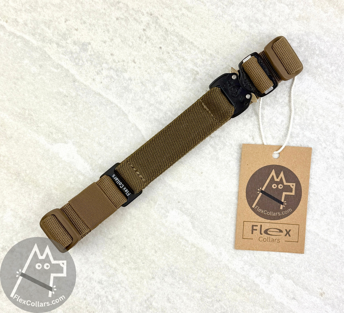 Tactical Bungee E-collar Straps. Military-grade materials, AustriAlpin Quick Release Cobra Buckle. Elastic element for comfort. Colour Coyote