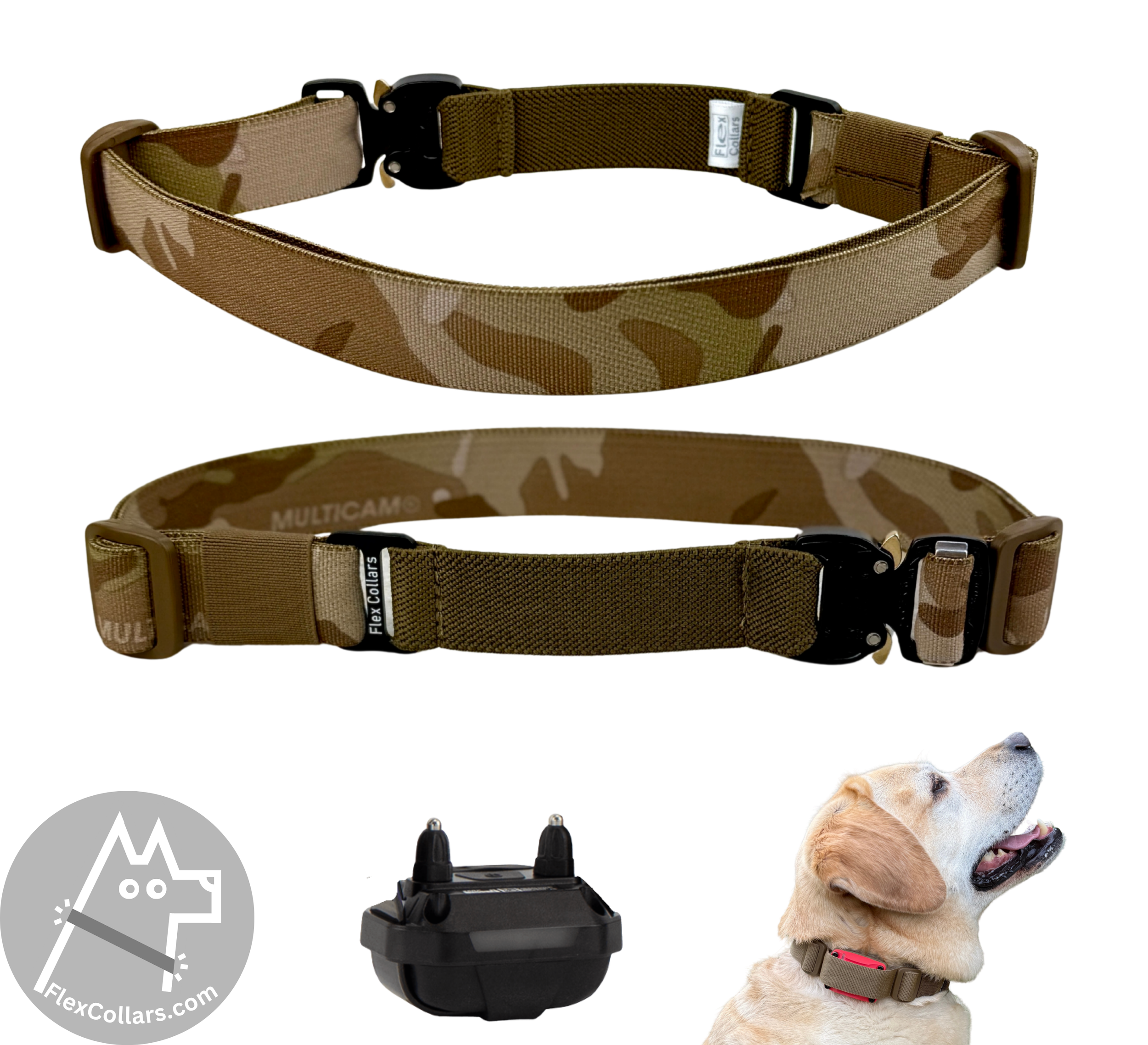 Tactical Bungee E-collar Straps. Military-grade materials, AustriAlpin Quick Release Cobra Buckle. Elastic element for comfort. Colour Arid Dune