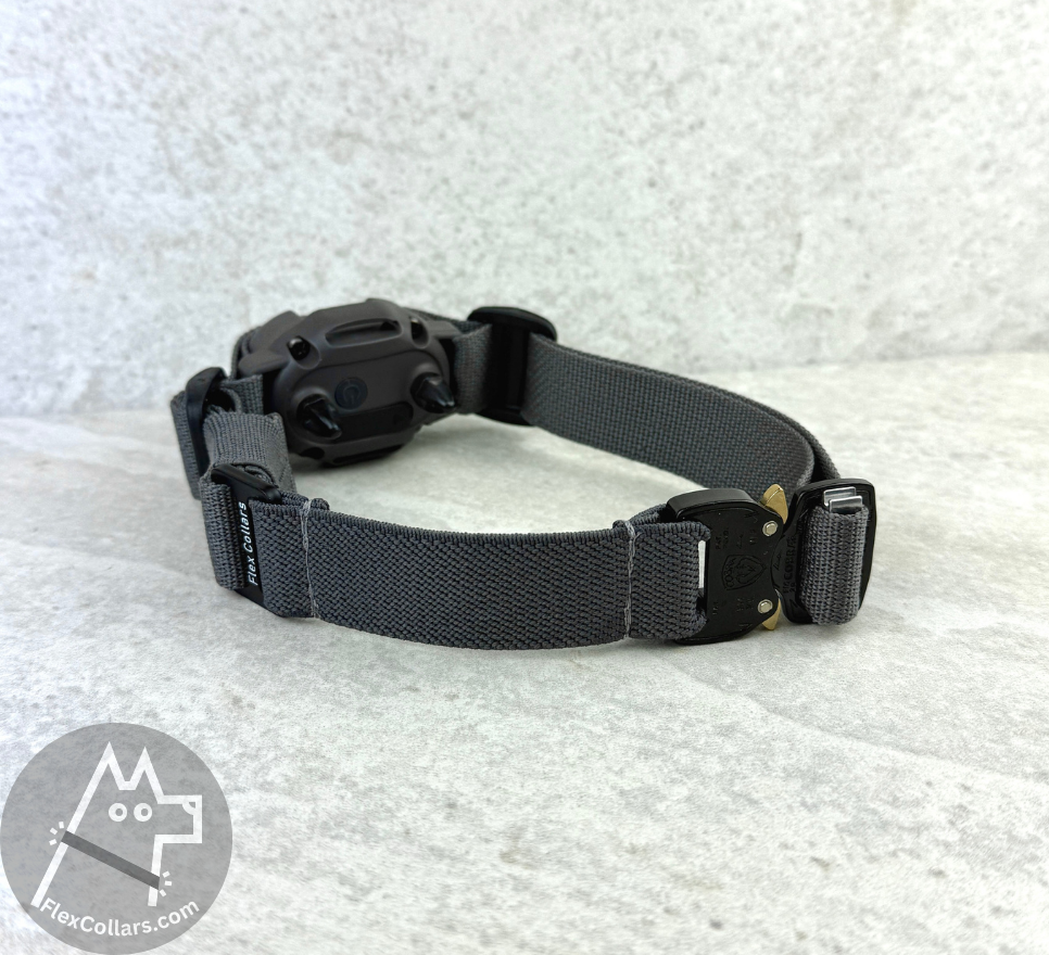 Tactical Bungee E-collar Replacement Straps.   Military-grade materials, AustriAlpin Quick Release Cobra Buckle. Elastic element for comfort. Colour Wolf Grey