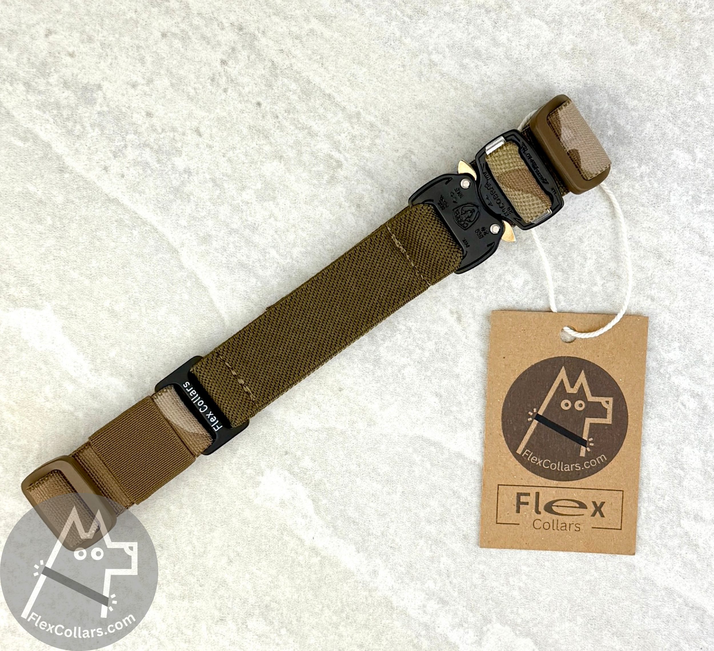 Tactical Bungee E-collar Straps. Military-grade materials, AustriAlpin Quick Release Cobra Buckle. Elastic element for comfort. Colour Arid Dune