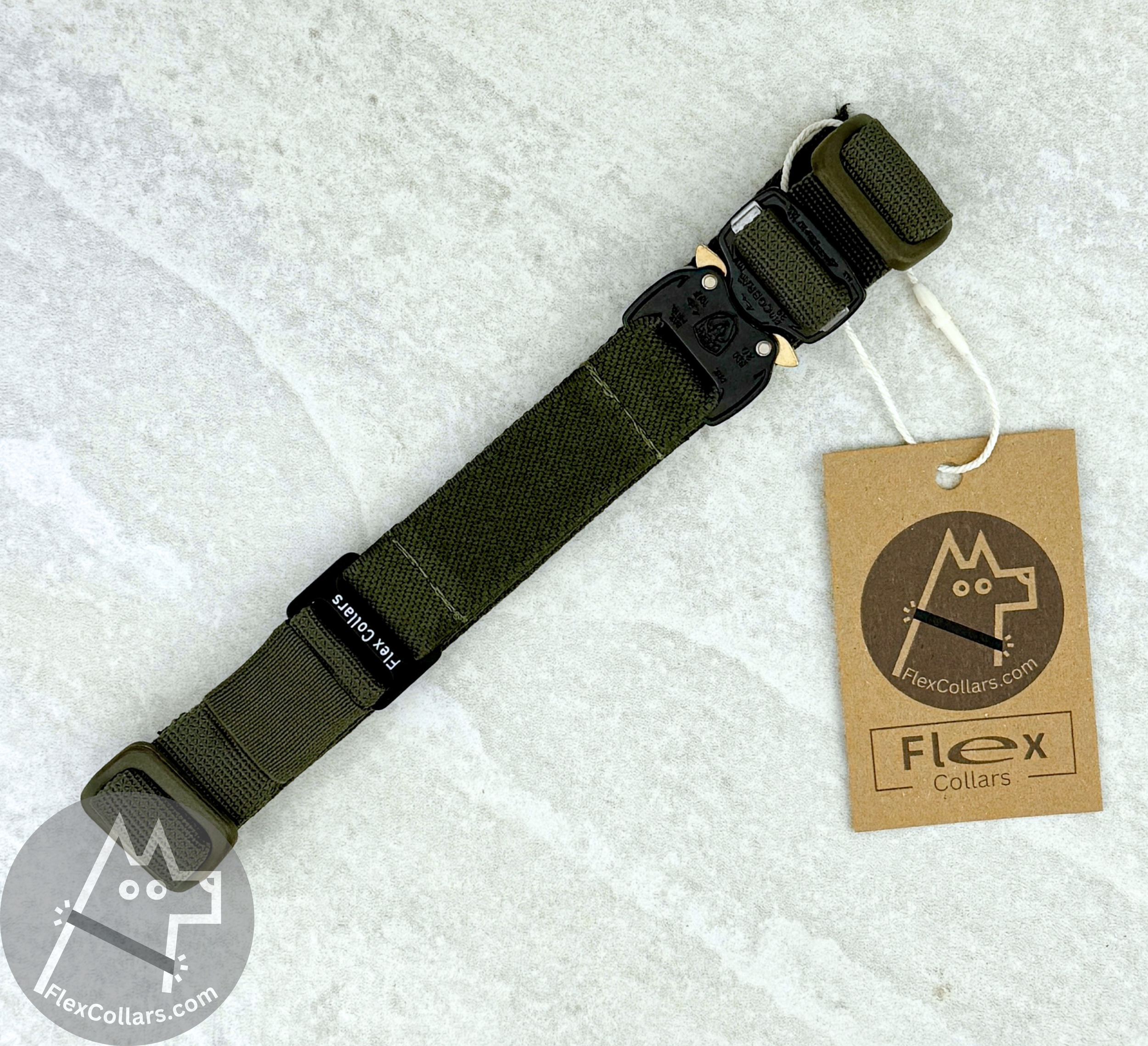 Bungee E-collar Replacement Strap suitable for Dogtra, Garmin, SportDog, Educator. Military-grade materials, AustriAlpin Quick Release Cobra Buckle. Elastic element for comfort. Colour Ranger Green