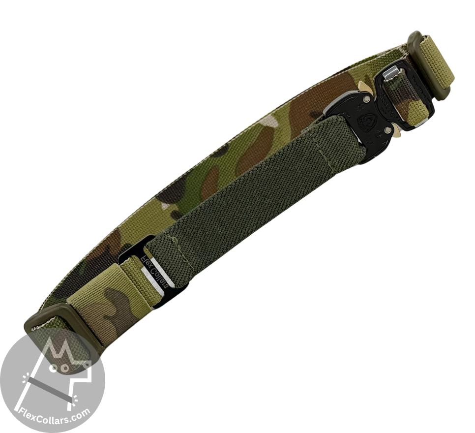 Tactical Bungee Collar E-collar Straps for Dogs. Military-grade materials, AustriAlpin Quick Release Cobra Buckle. Elastic element for comfort. Colour Camouflage