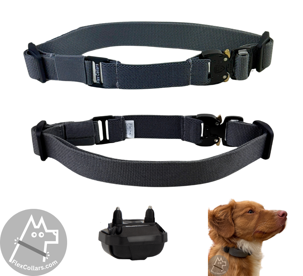 Tactical Bungee E-collar Replacement Straps.   Military-grade materials, AustriAlpin Quick Release Cobra Buckle. Elastic element for comfort. Colour Wolf Grey
