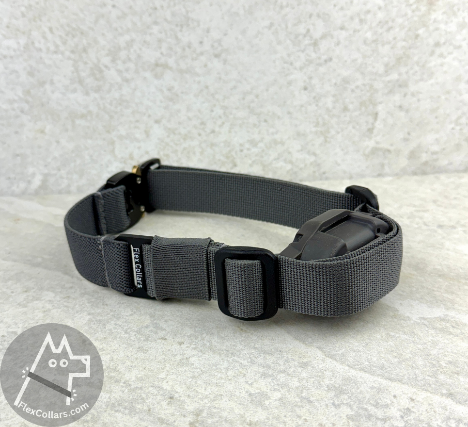 Tactical Bungee E-collar Replacement Straps.   Military-grade materials, AustriAlpin Quick Release Cobra Buckle. Elastic element for comfort. Colour Wolf Grey