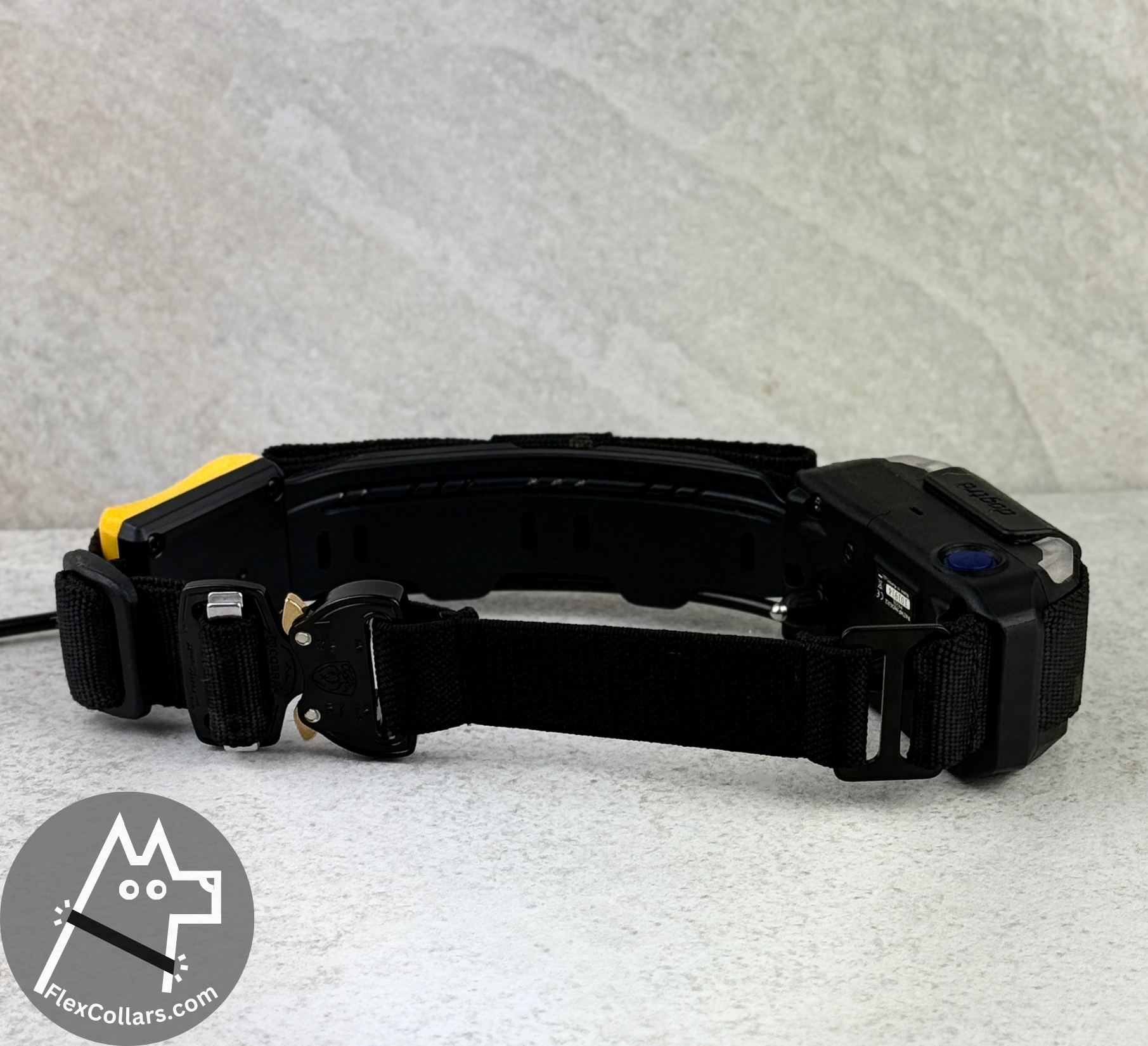 Flex Collar Explorer, Super Heavy Strap for Dogs E-collar Dogtra Pathfinder. Comfortable elastic strap, Heavy duty military grade materials quick release AustriAlpin Cobra Buckle.  Black Camouflage