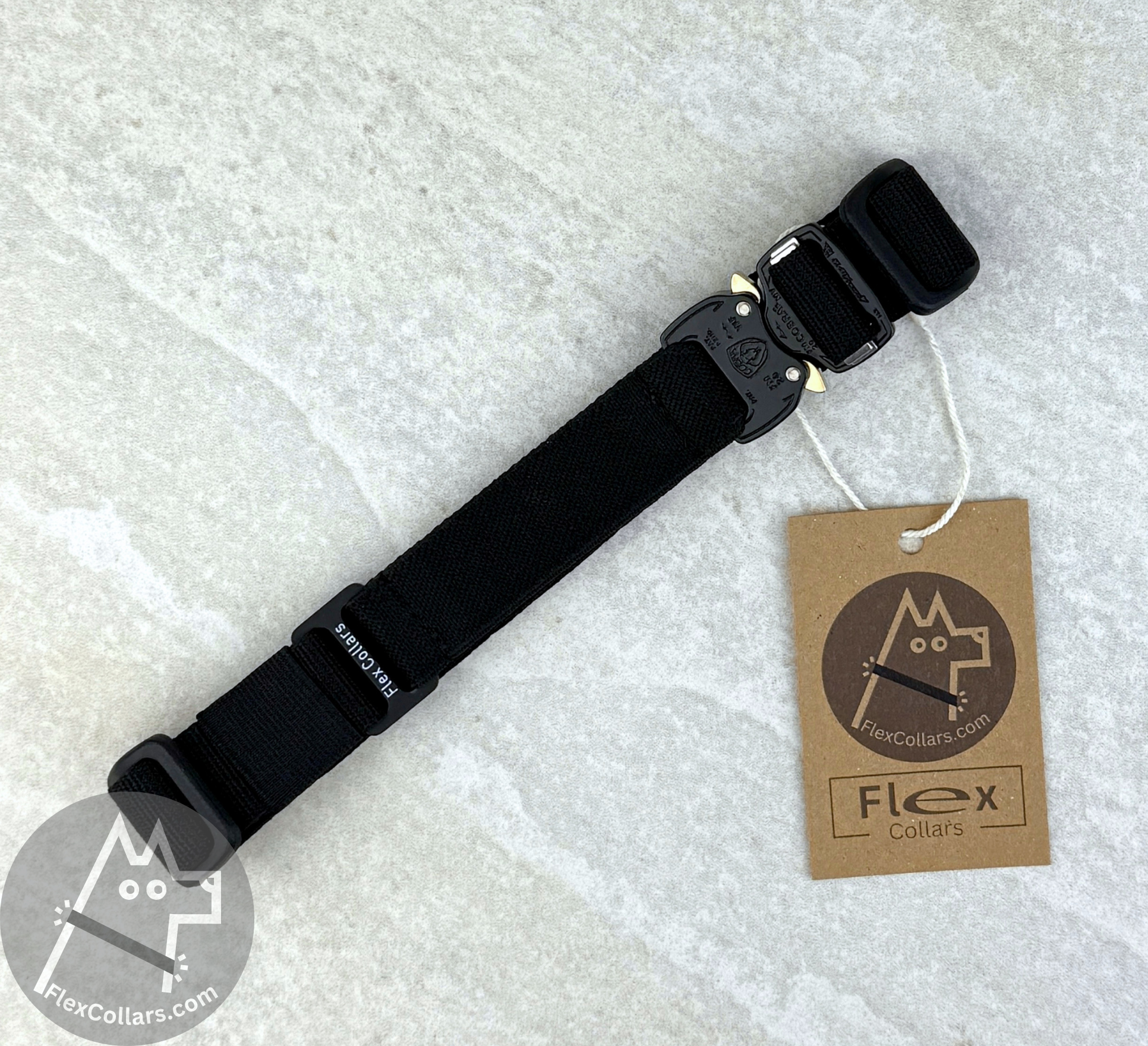 Tactical Bungee E-collar Straps. Military-grade materials, AustriAlpin Quick Release Cobra Buckle. Elastic element for comfort. Colour Black