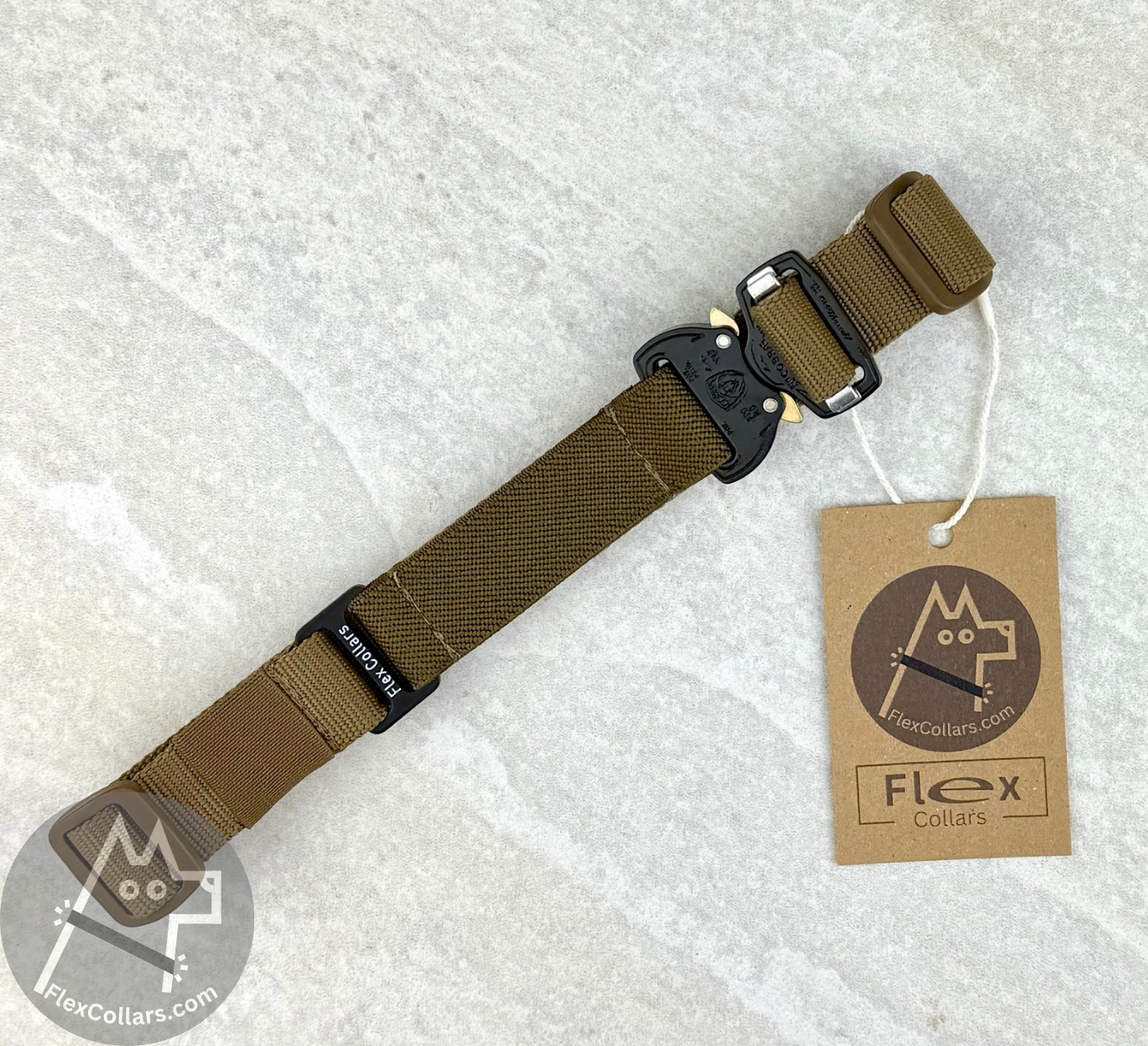 Super Heavy Bungee E-collar Strap for Dogtra 1200, ARC, ARC X. Military-grade materials, AustriAlpin Quick Release Cobra Buckle. Elastic element for comfort. Colour Coyote Brown