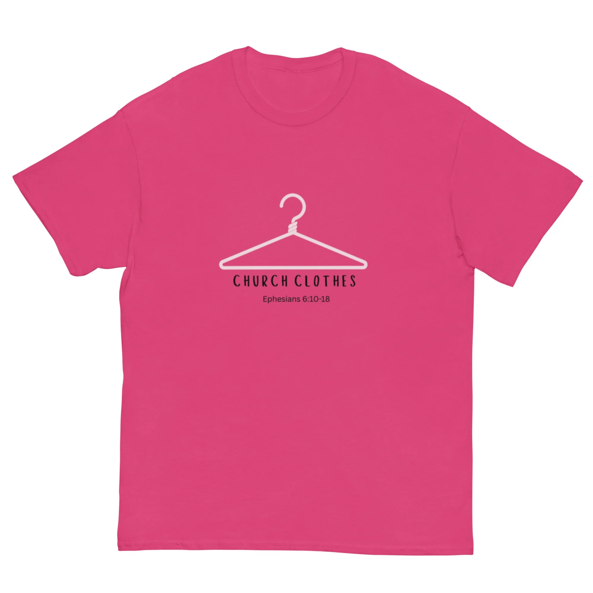 pink Church Clothes T-shirt with light pink icon. Women's Christian T-shirt.