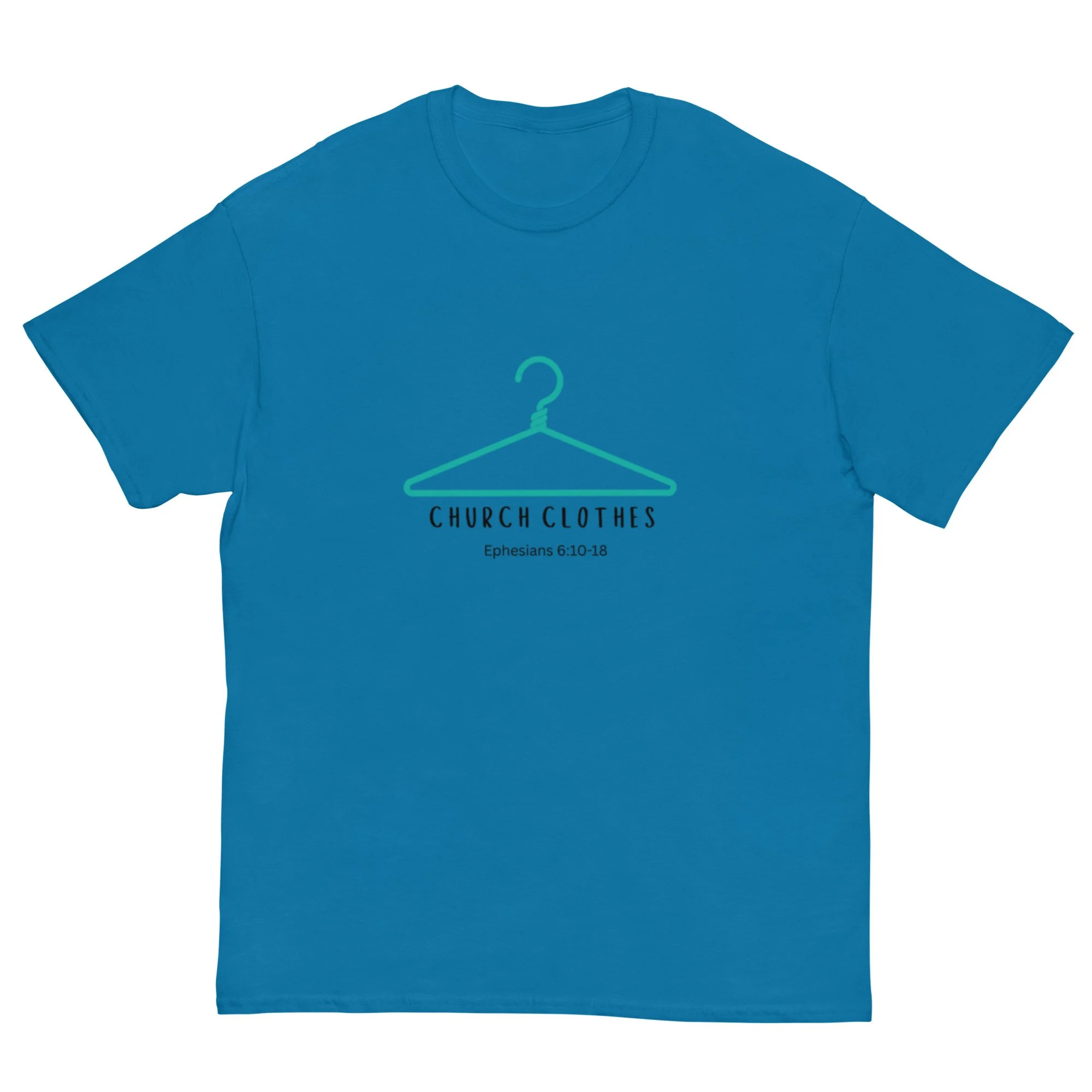 blue Church Clothes T-shirt with turquoise blue icon