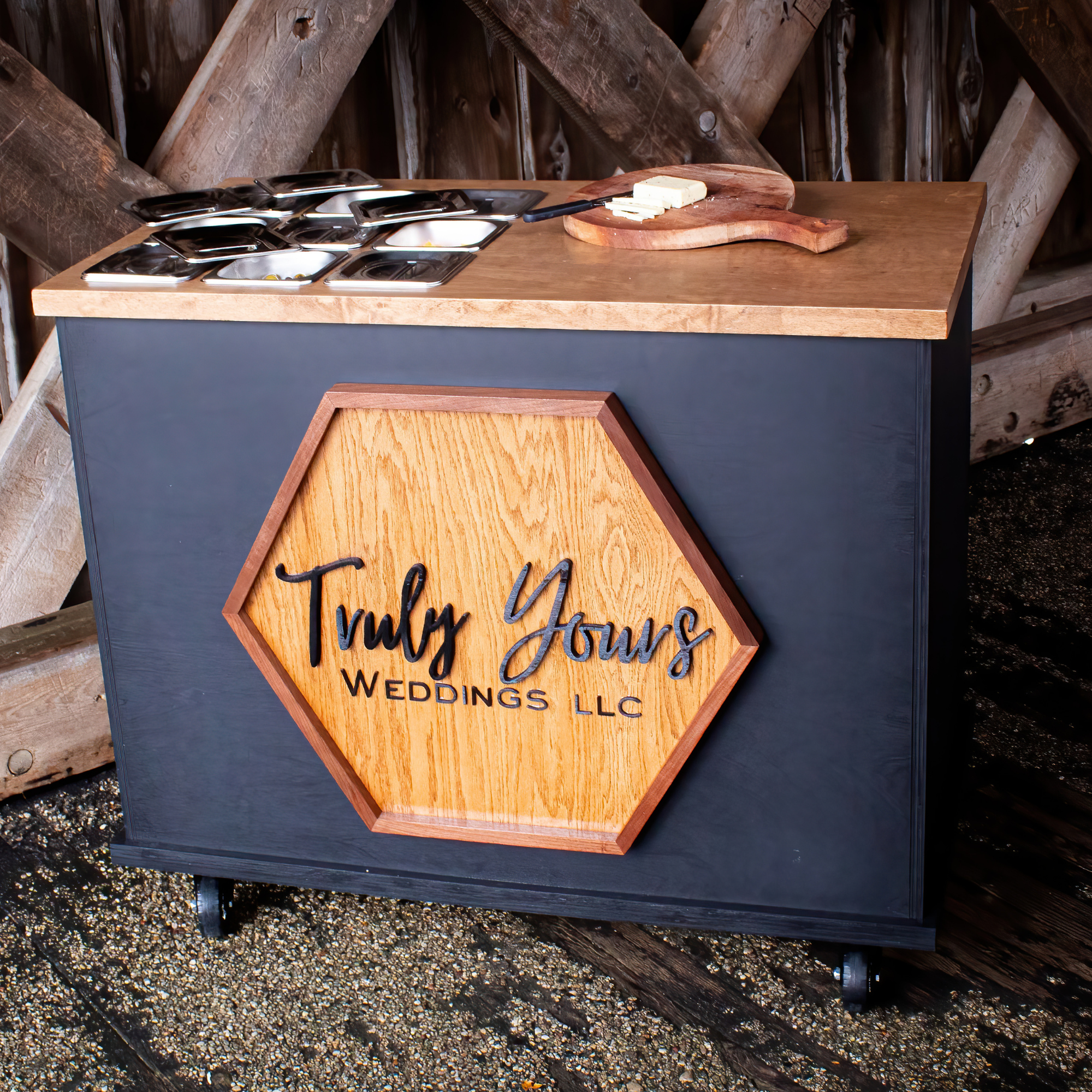 Truly Yours Weddings mobile charcuterie cart