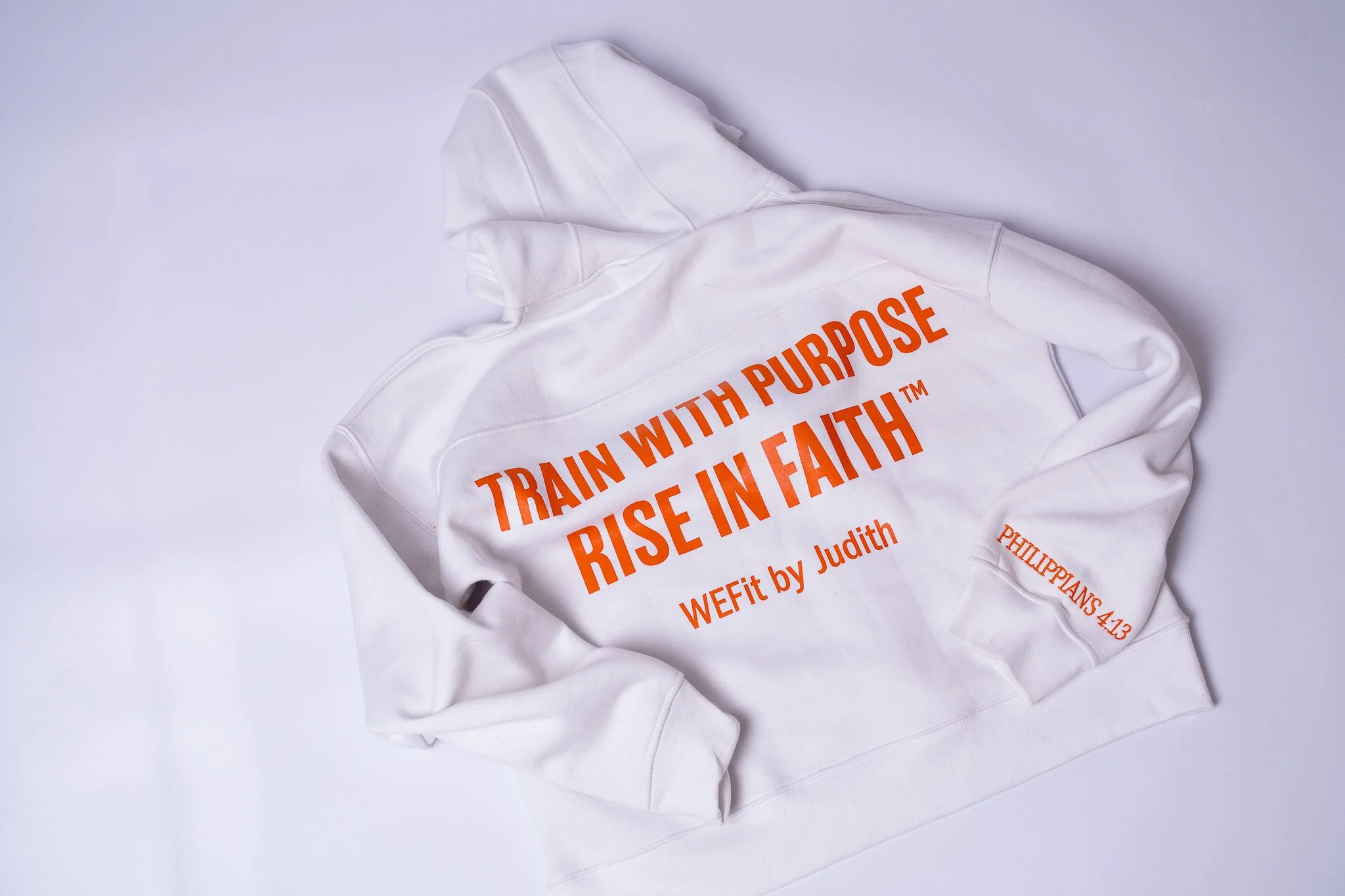 Train With Purpose, Rise in Faith' Collection Hoodie White