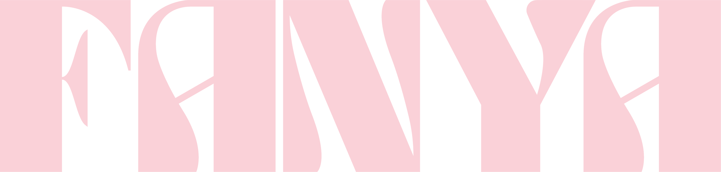 Stylized text with the word 'FANYA' in black letters on a pink background.