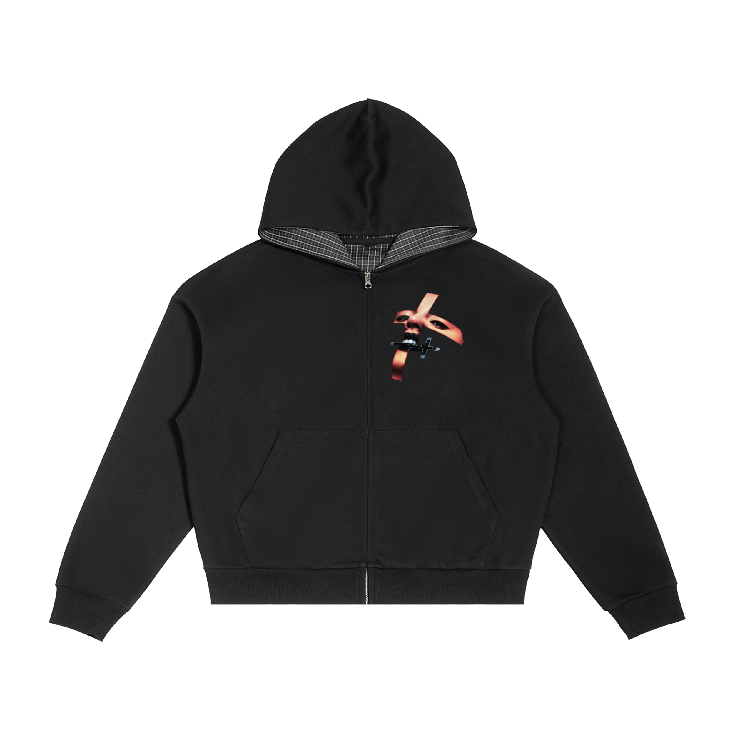 ARIGATO Plaid Boxy Zip Hoodie