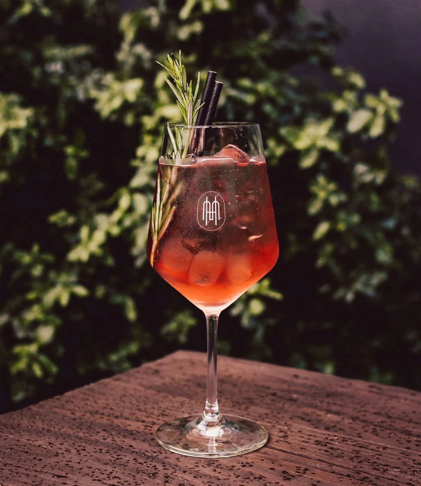 Moonah Hotel and Cellars cocktail in a branded wine glass