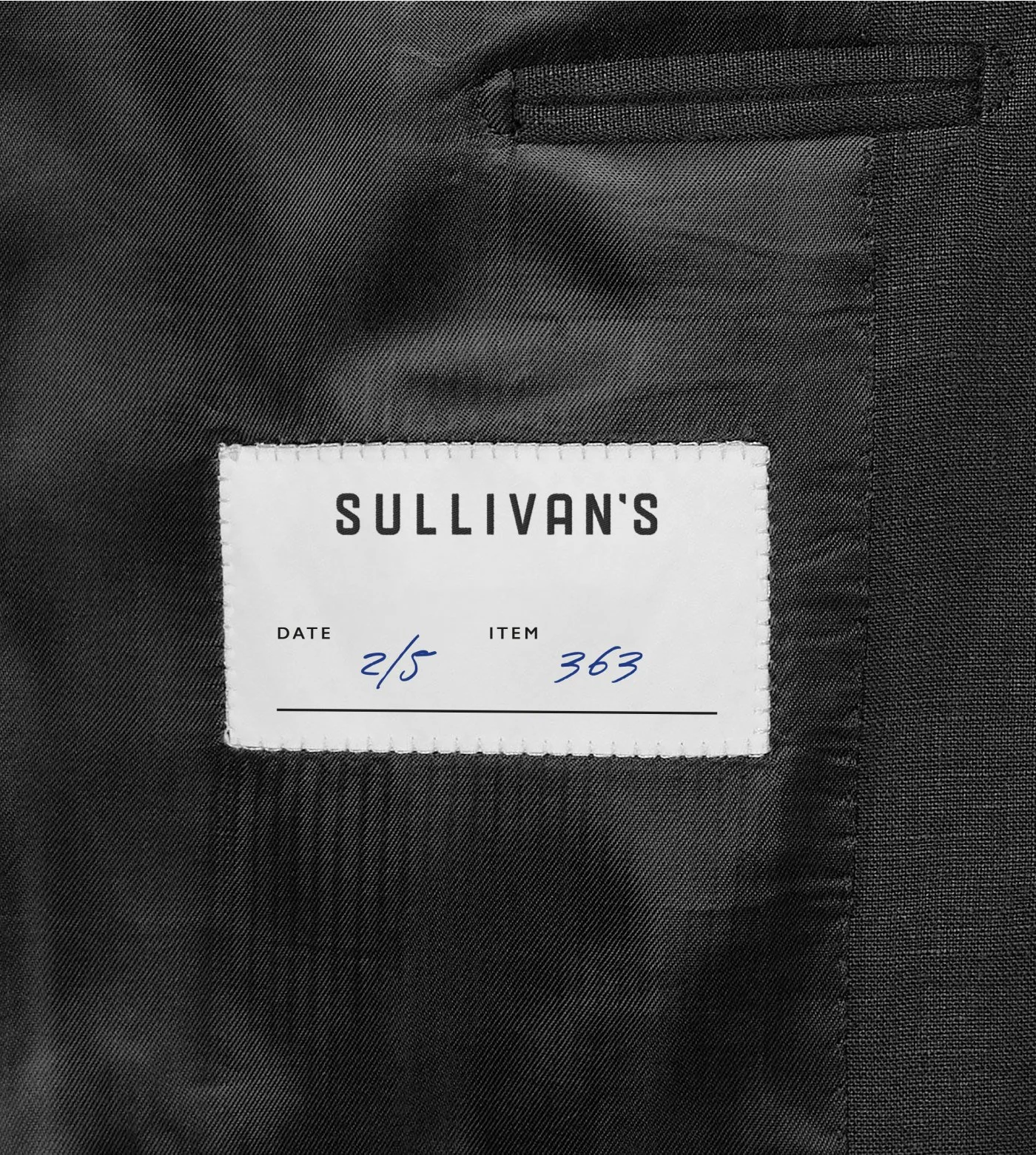 Label inside a Sullivan's suit jacket