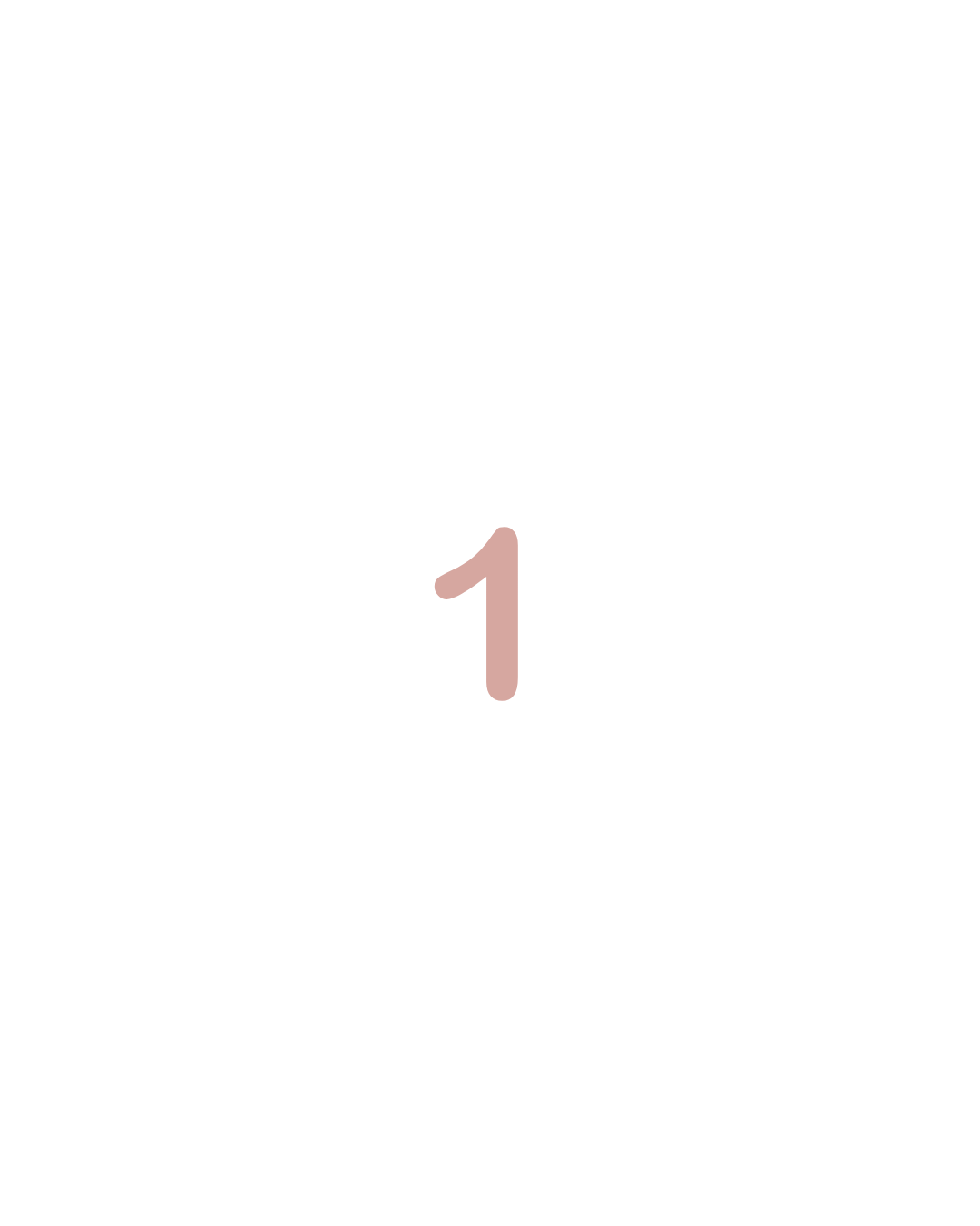 White background with a large pink number 1 in the center.
