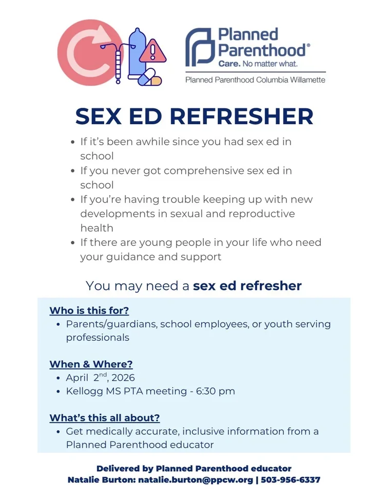 Sex Ed Refresher/PTSA meeting