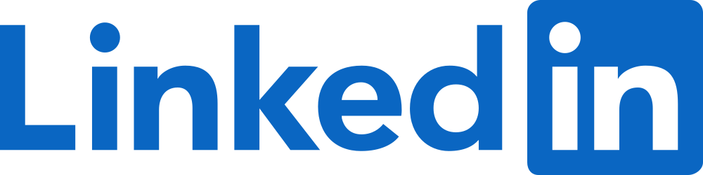 The LinkedIn logo with white text on a dark blue background.