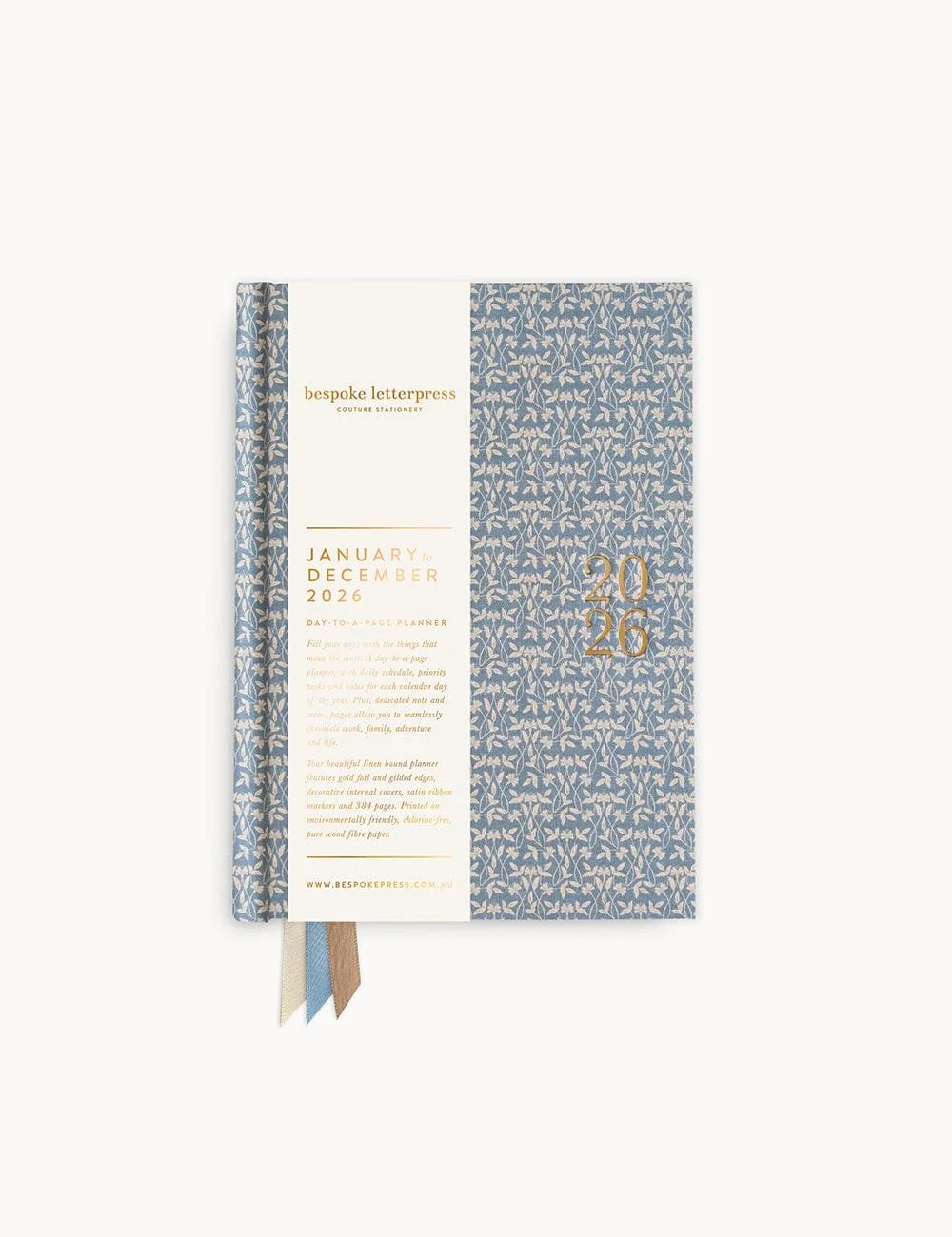 2026 Day to a Page Linen Bound Planner - Frost Bramble