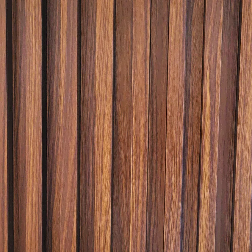 Close-up of a wooden wall with vertical panels.
