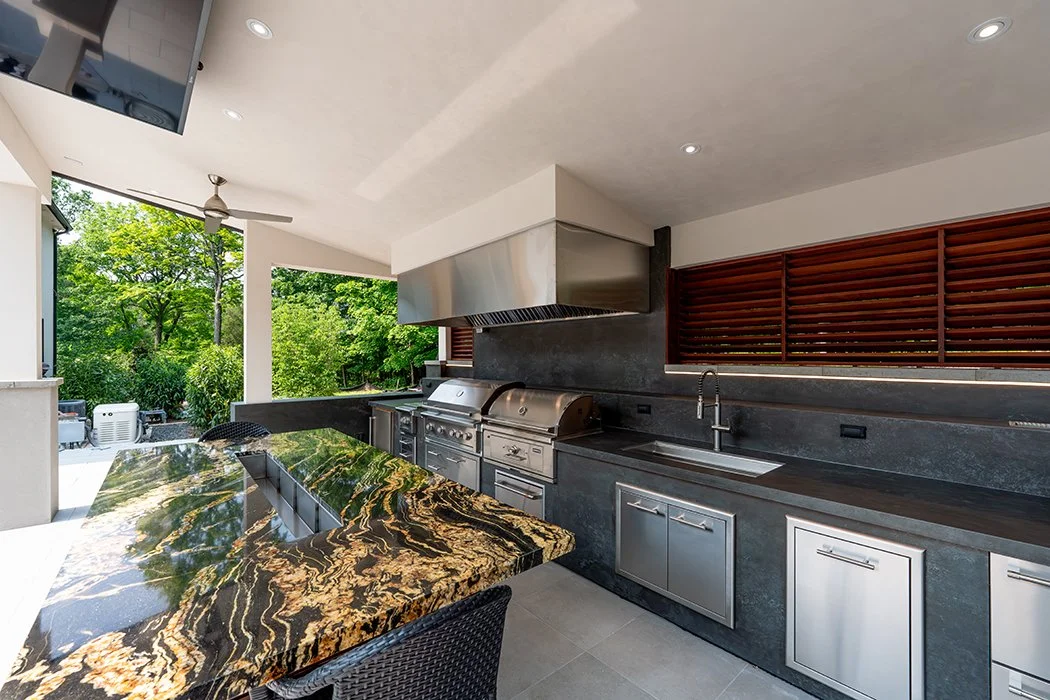 granite table with ice bin drop in fire pit grill sink large hood