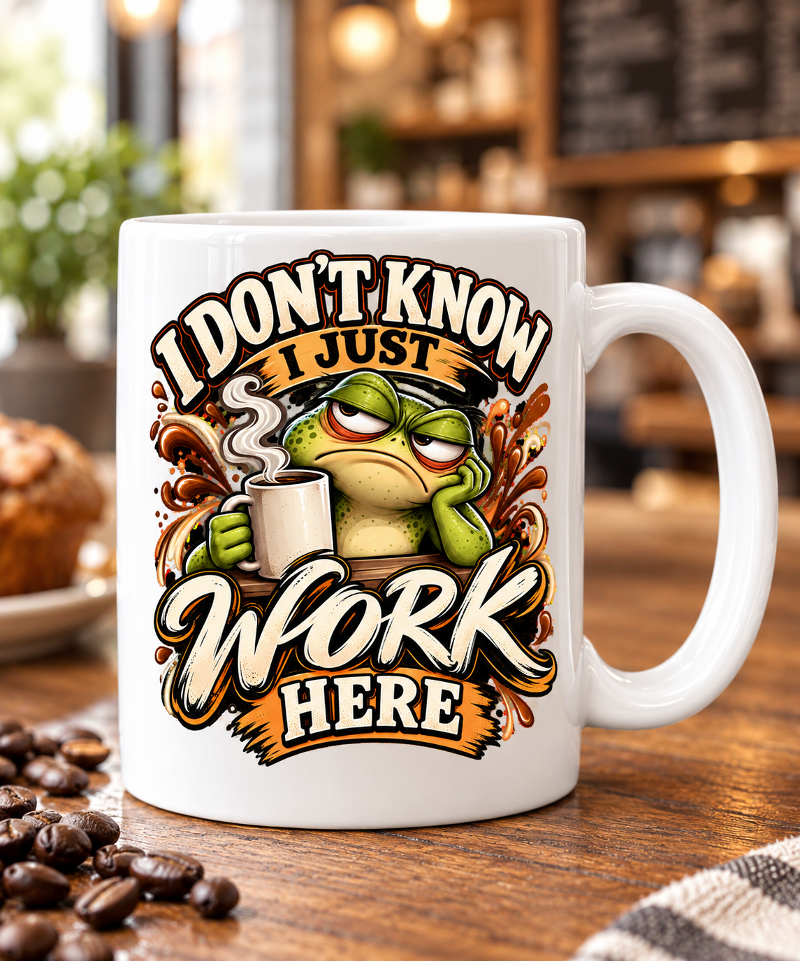 I Don't Know, I Just Work Here – Funny Frog Mug