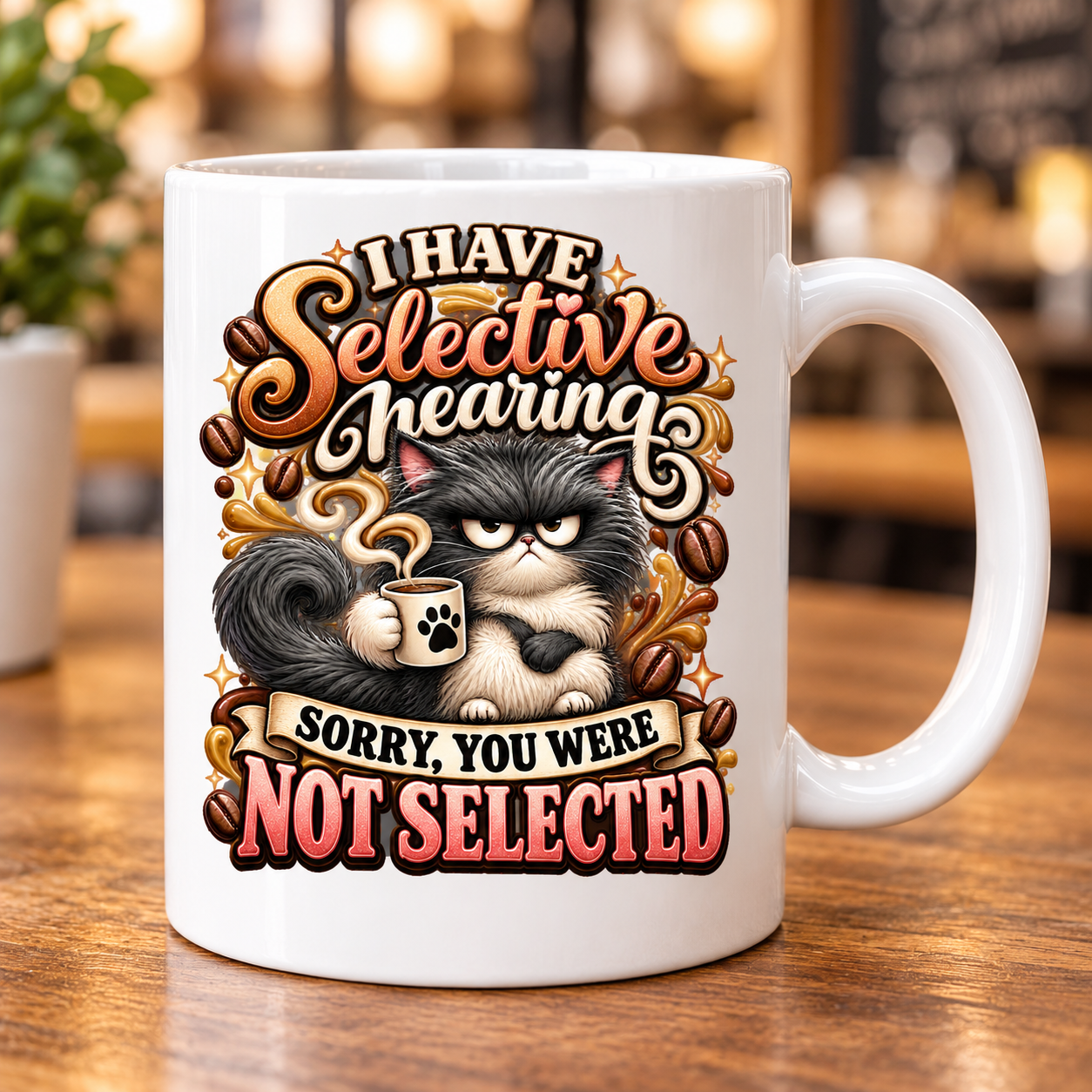 I Have Selective Hearing – Funny Cat Mug