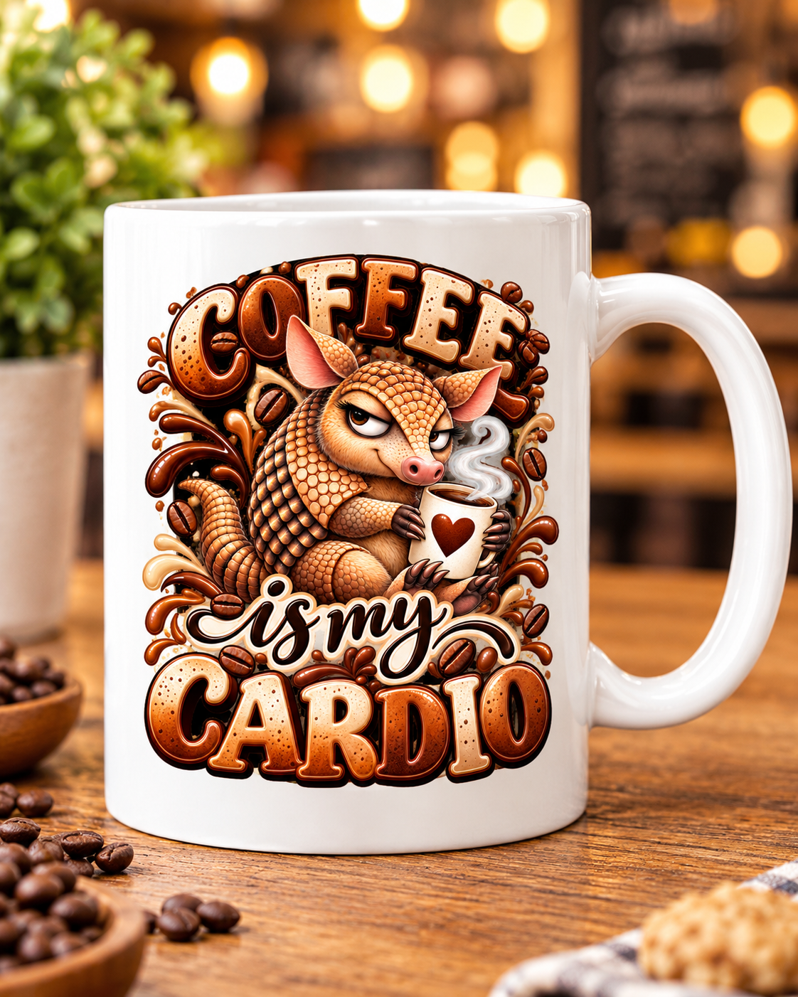 Coffee Is My Cardio – Funny Armadillo Mug