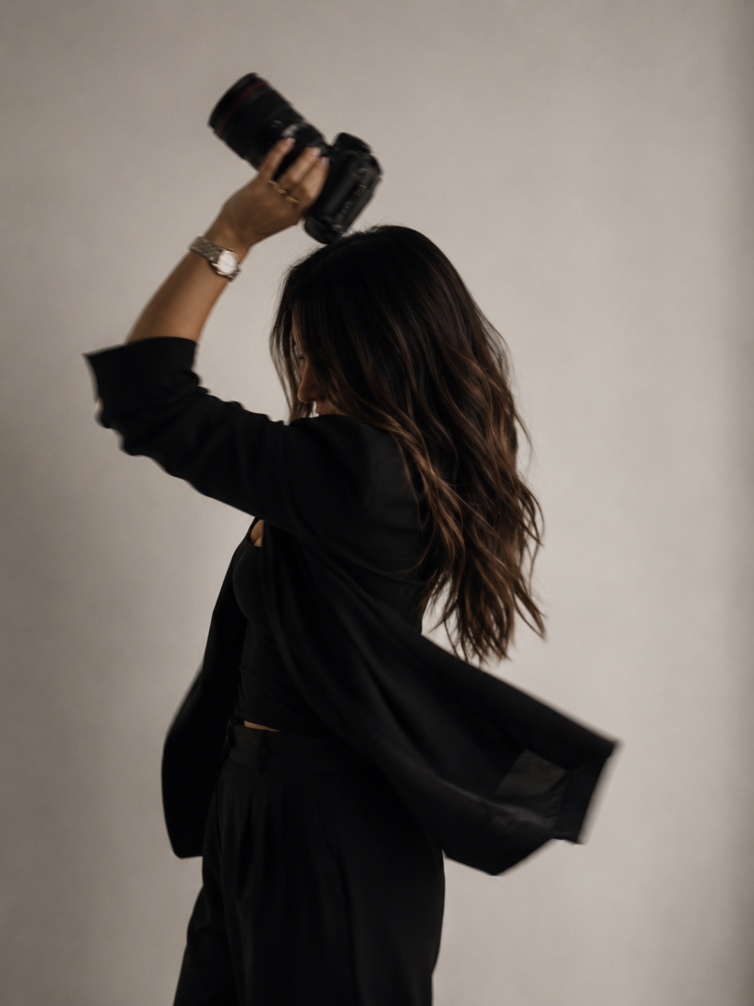 Natalie Jeffers dancing with a camera