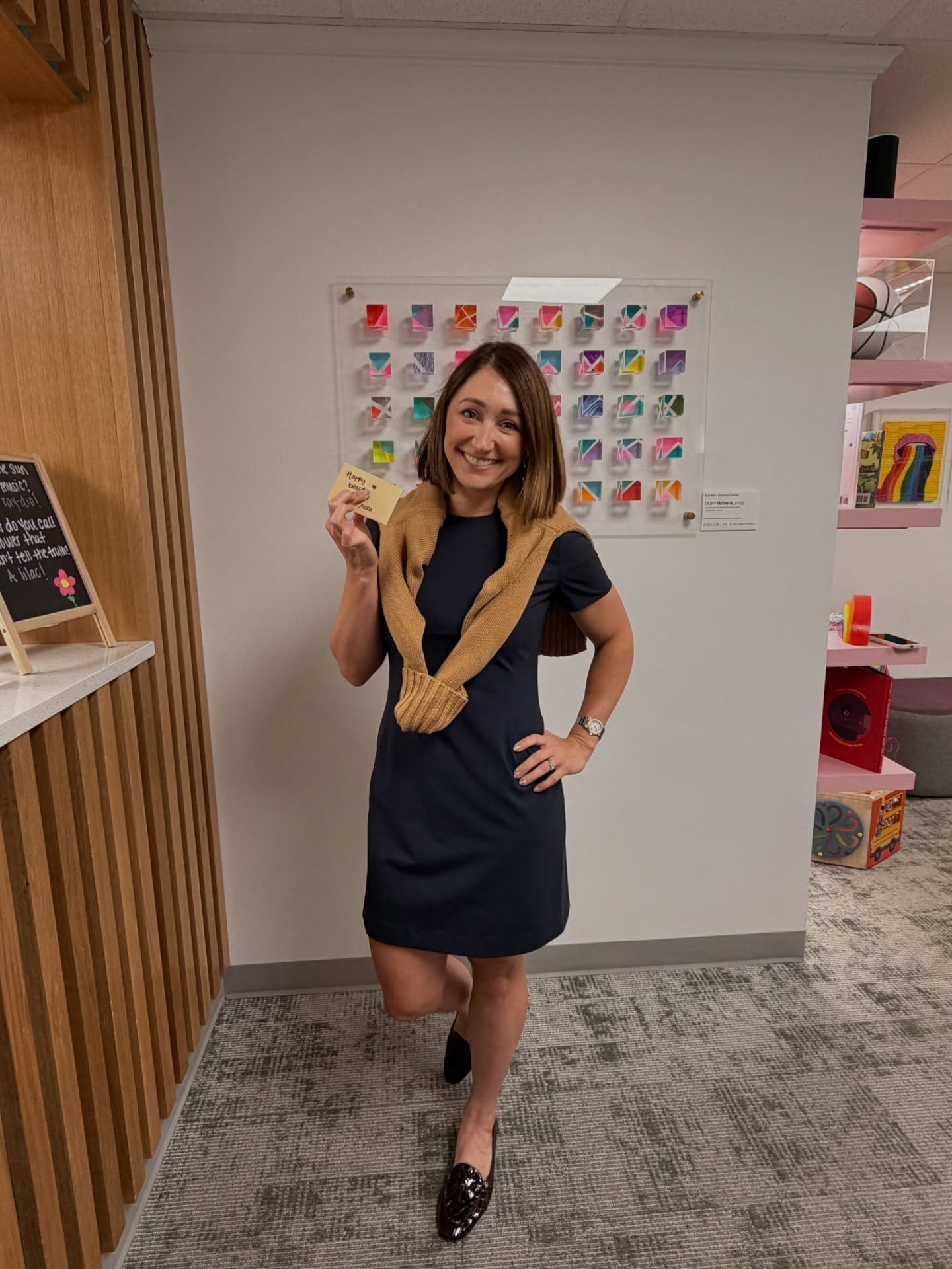 Work is extra fun because of you!!!! π₯³ 
Thank you for inspiring us every single day with your kindness, energy and brilliance. We’re so lucky to have a boss who makes work feel like a party (with great teeth π). 
Happy Boss’s Day to ou