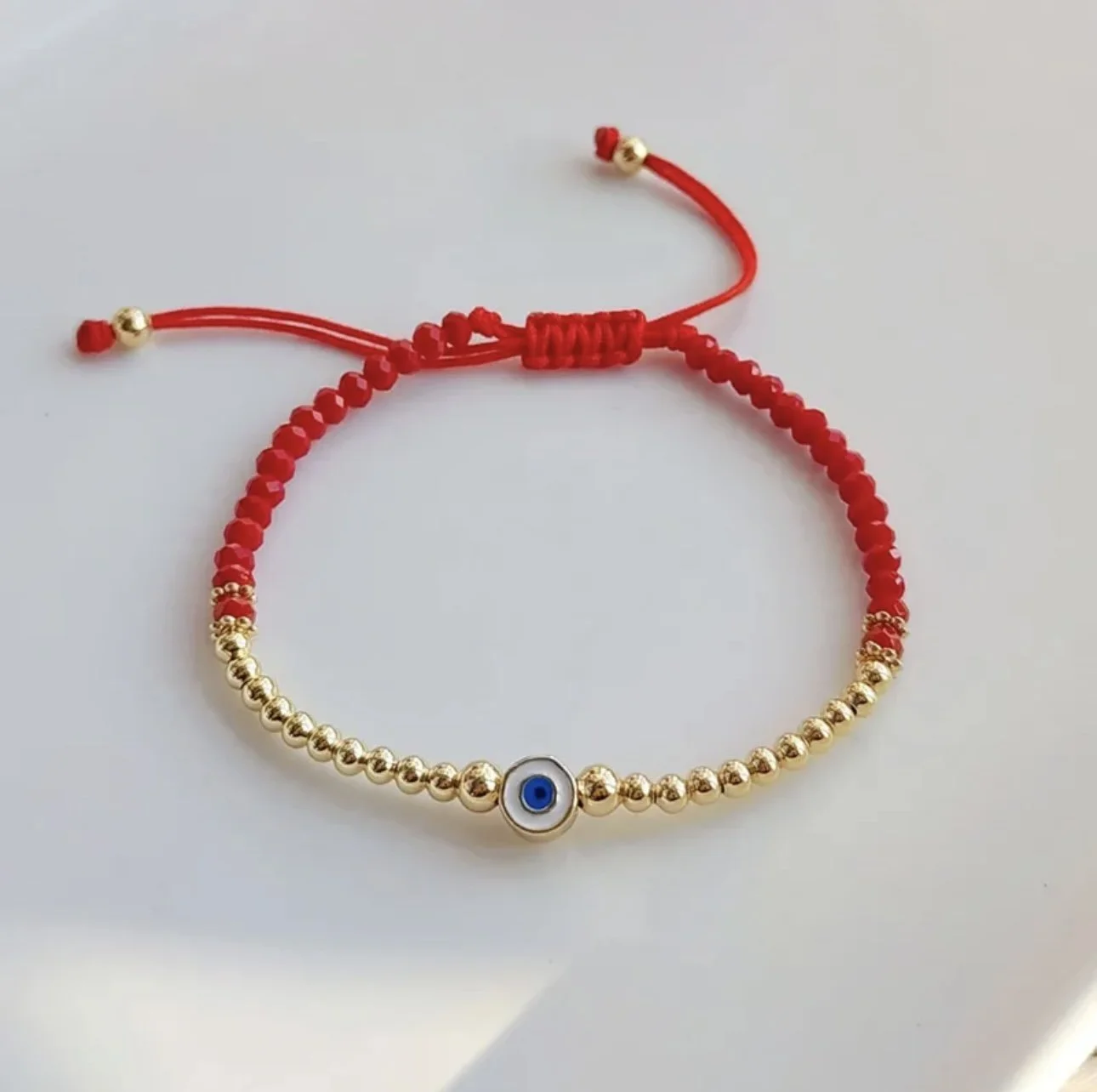 Pulsera Dorado con Rojo Evil Eye