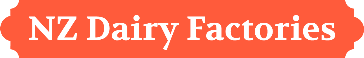 Logo of NZ Dairy Factories with black text on an orange background.