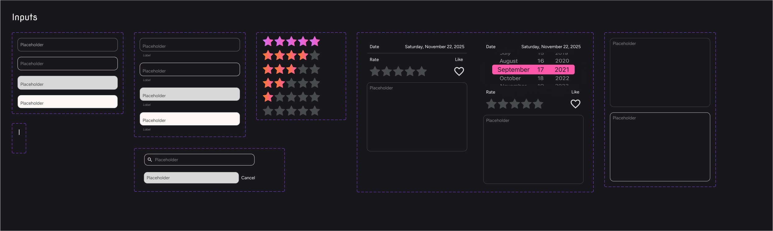Inputs style kit page.