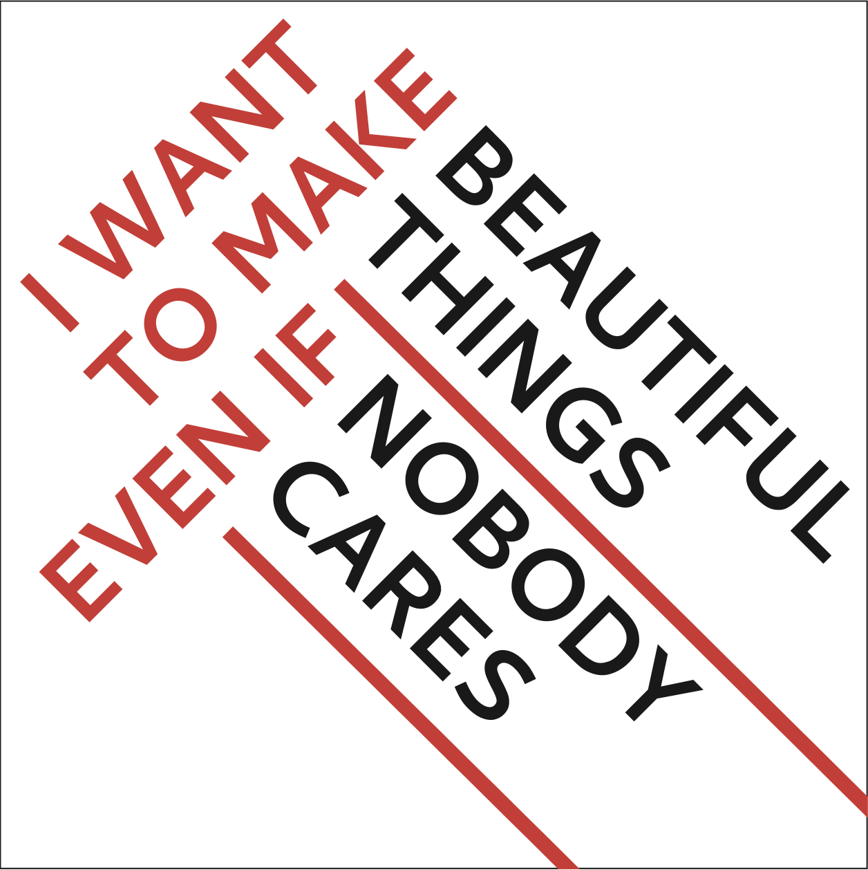 Iteration of quote design. Features angled text highlighted in red.