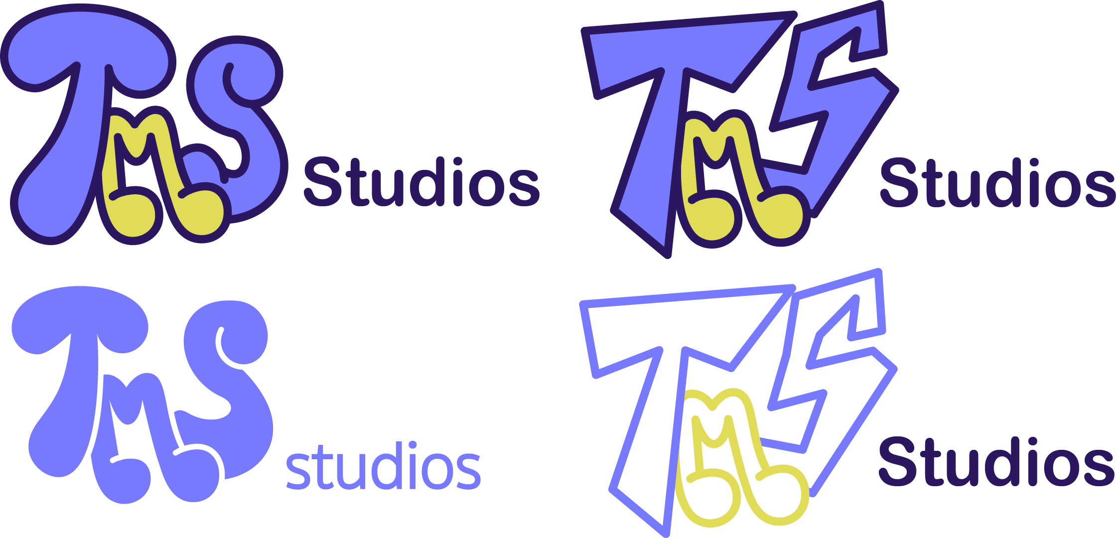 Logo iterations featuring different styles.