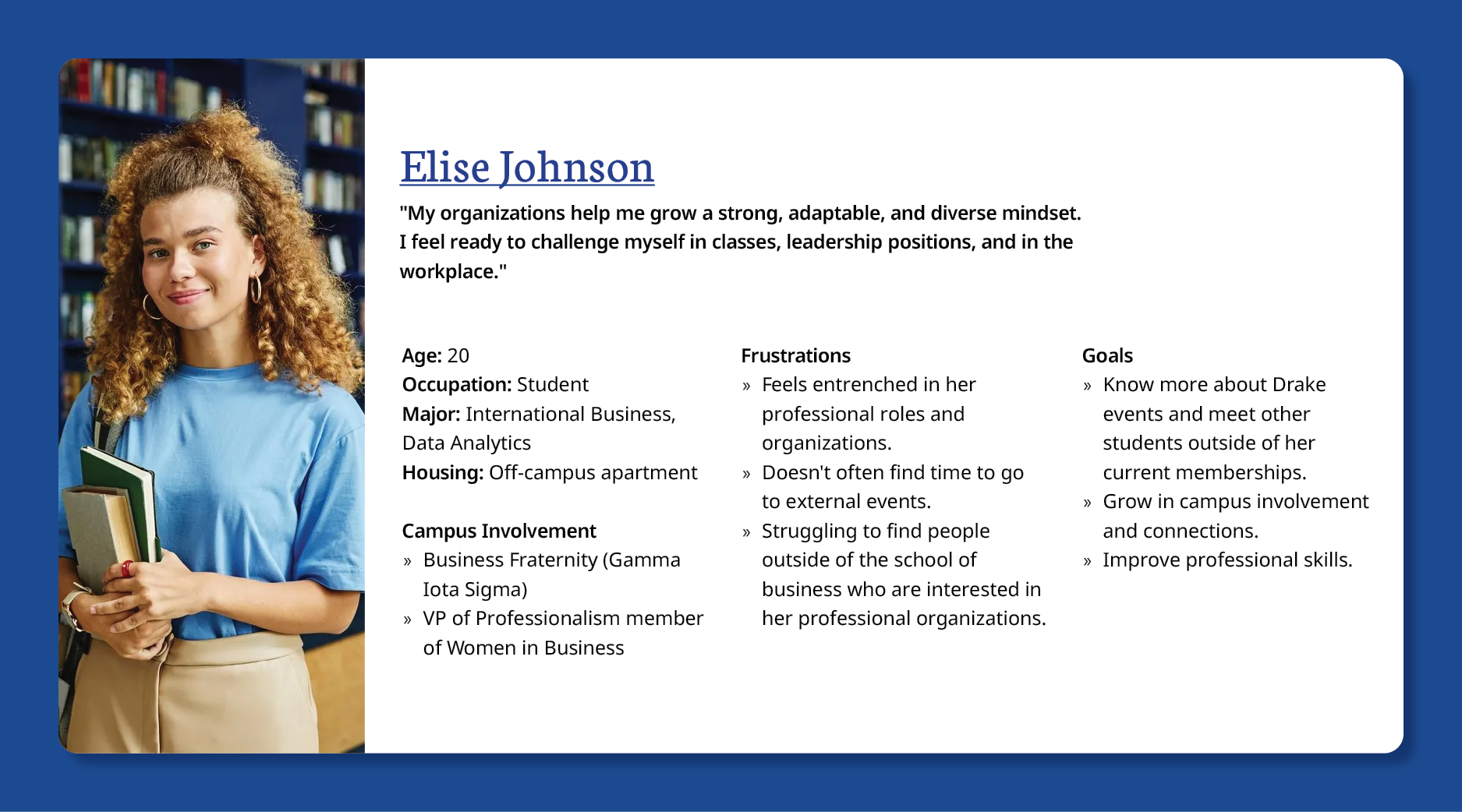 Persona 1: Elise Johnson