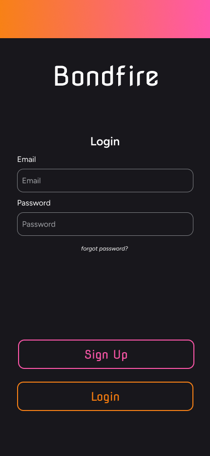 Login screen before user testing.