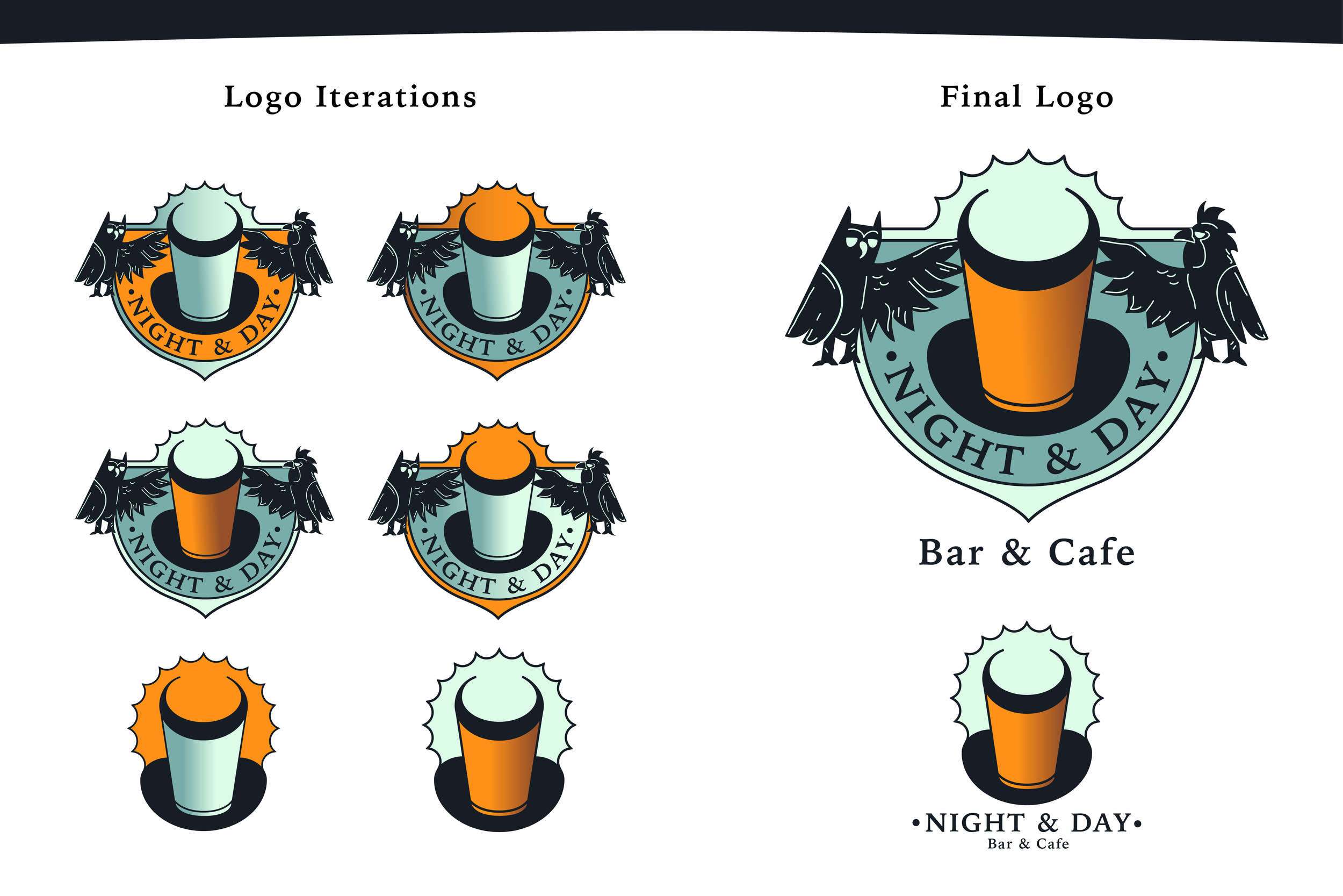 Final full mark and half mark logos. Shows color iterations.