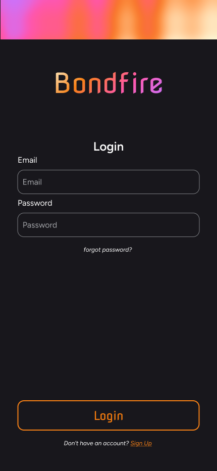 Login screen after user testing with improvements.