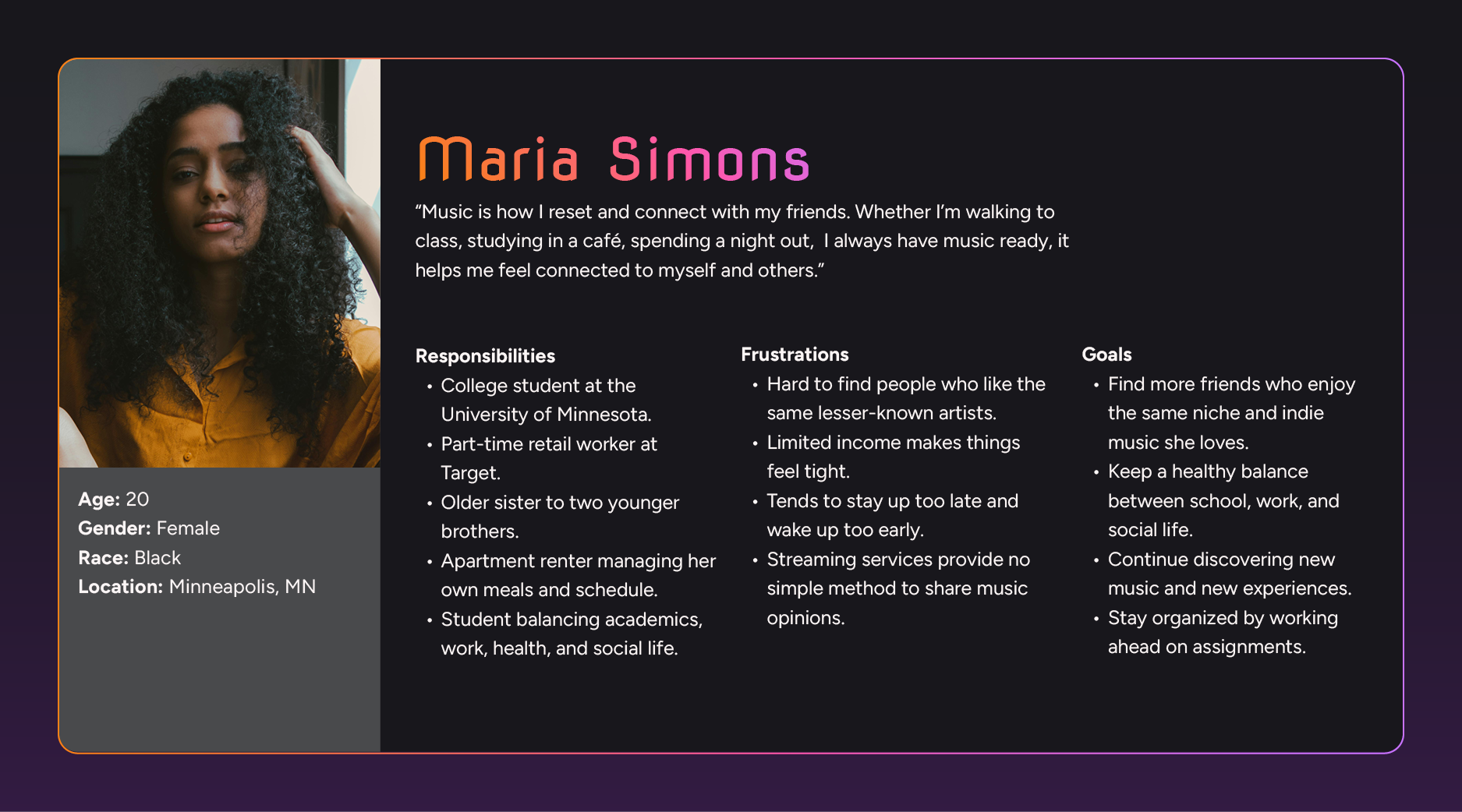 Persona 1: Maria Simons