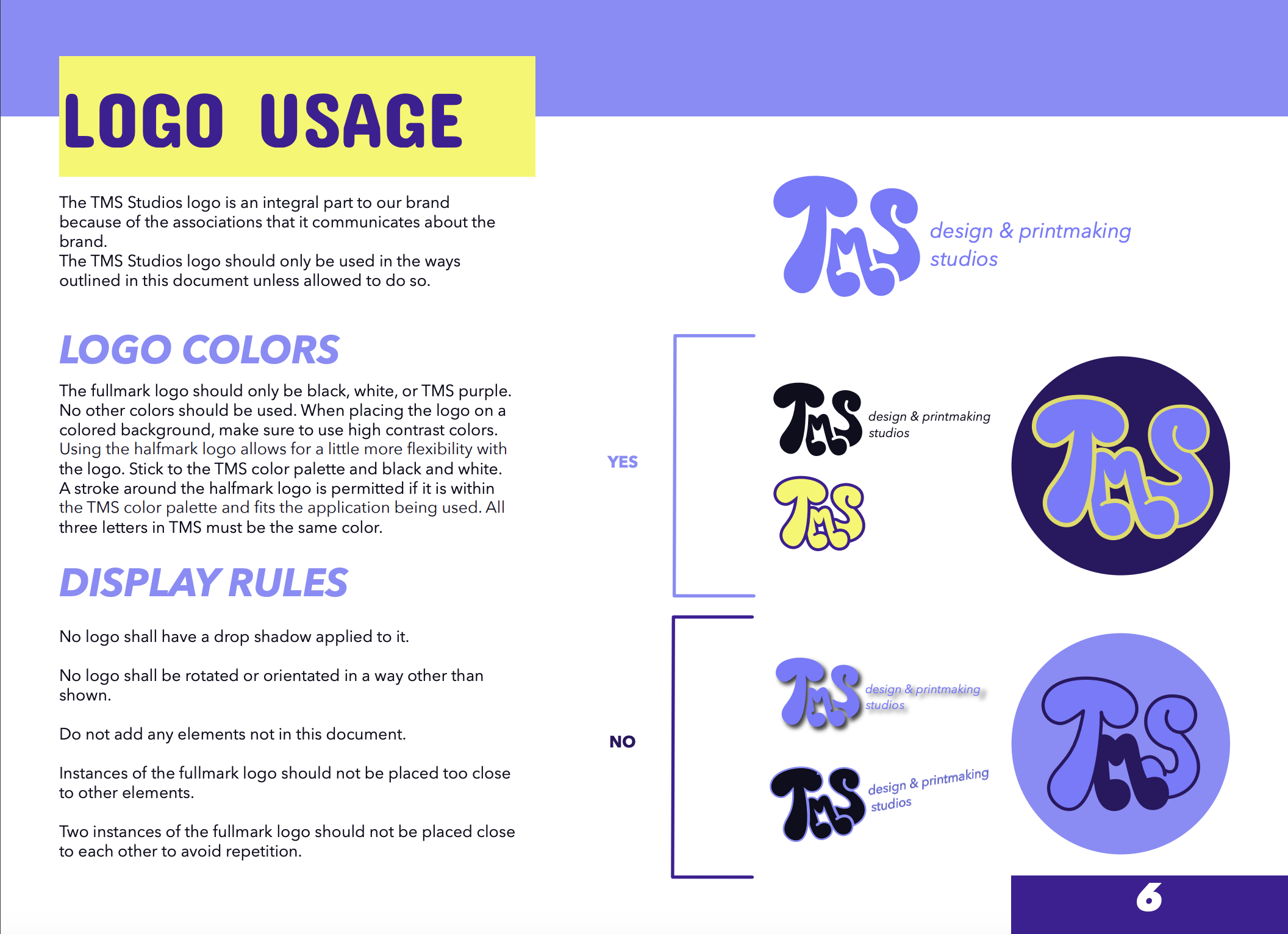 Logo page showing rules when using TMS logo.