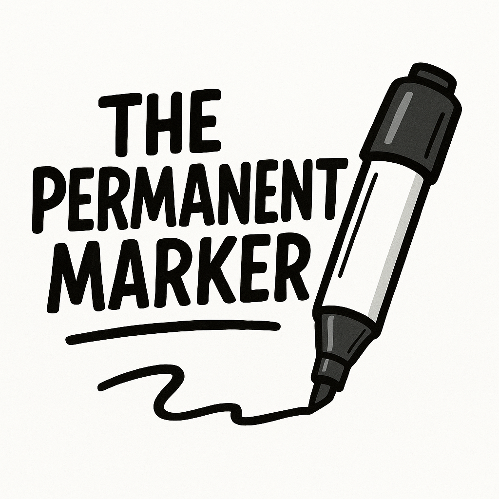Illustration of a black and gray permanent marker writing the text "The Permanent Marker" on a white background.