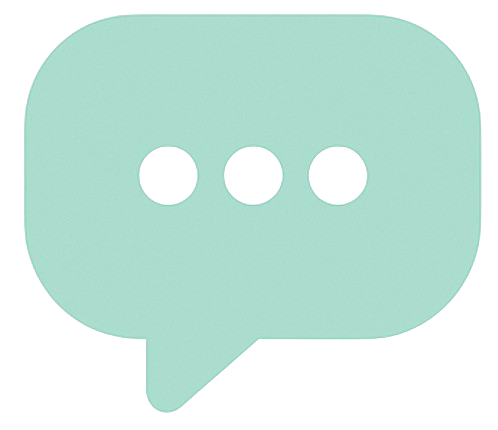 A light green speech bubble with three black dots inside.