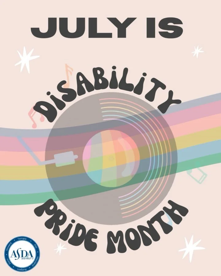July is Disability Pride Month 💙

As future dentists, it&rsquo;s important to understand the barriers many patients face when accessing oral healthcare, and what we can do to create more inclusive &amp; accessible spaces! Swipe to learn more about d