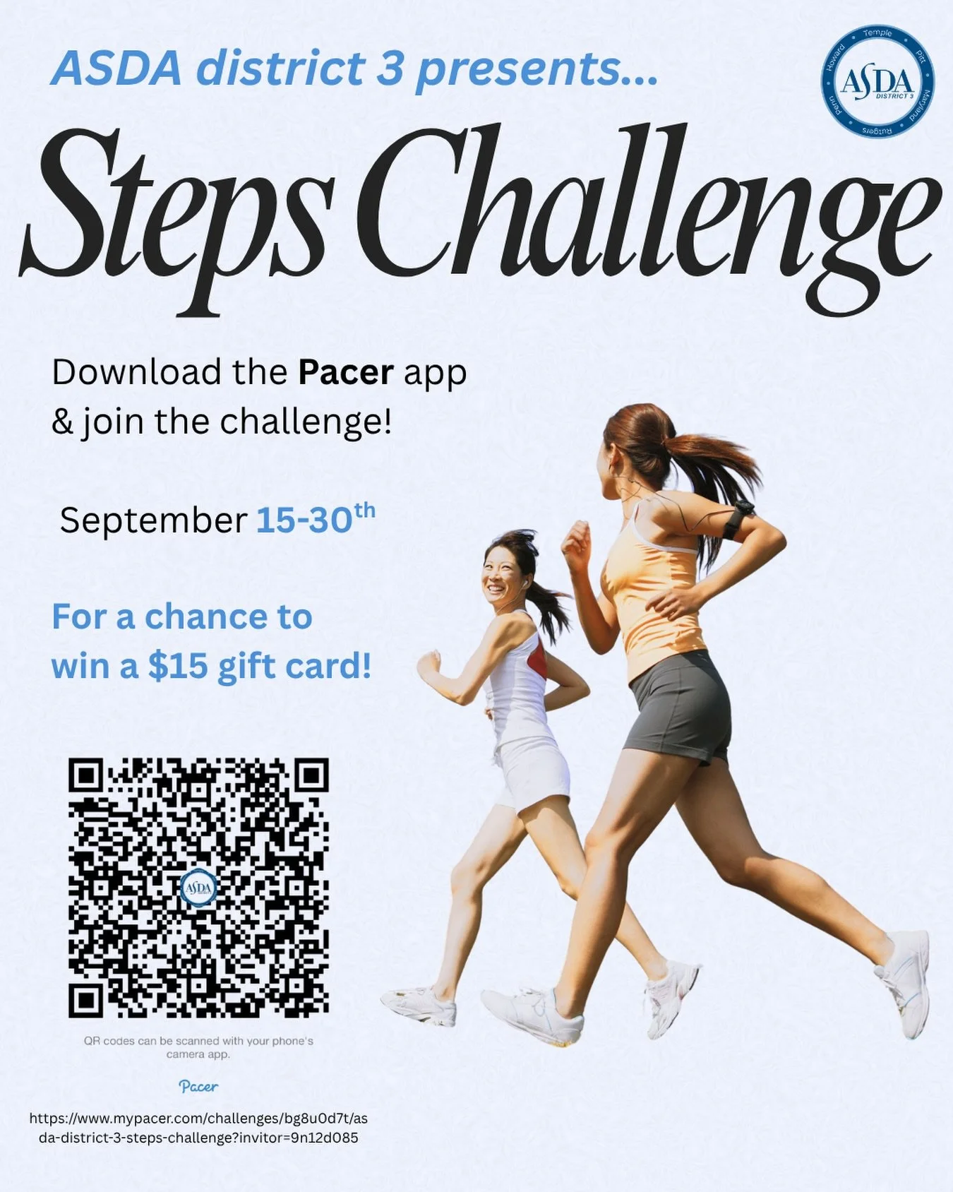 Starting next Tuesday, September 15th, we will hold a Steps challenge🚶🏻&zwj;➡️(up until September 30th) as part of wellness month🤩 Join the challenge by downloading the Pacer app &amp; scanning the QR code or the link in our story. Tune in as we u