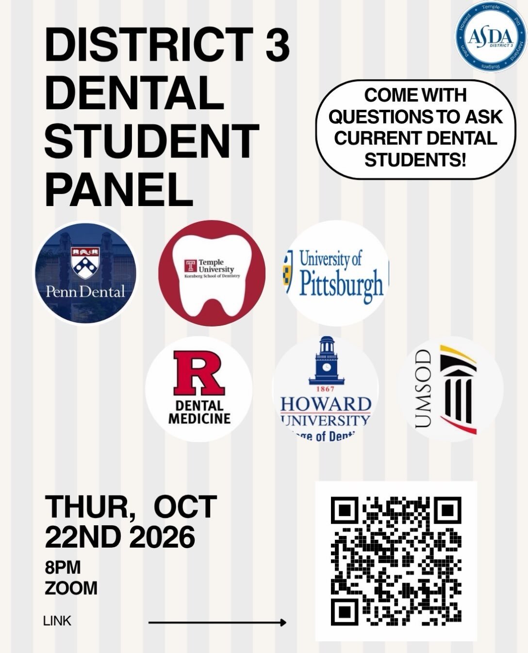 Happy Pre-Dental Month! Please join us in our dental student panel where we help pre-dental students in their path to dental school 🦷 See you there!