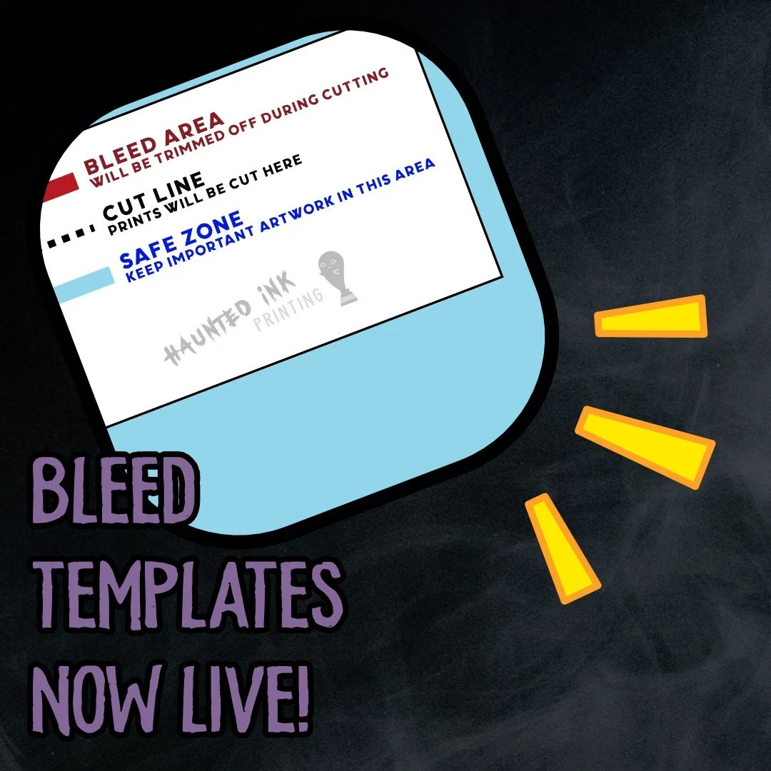 Bleed templates have been added to the store! This should make it much easier to prepare your artwork for orders &mdash; the templates are available on the Frequently Asked Questions page for all sizes from A3 to A6.
