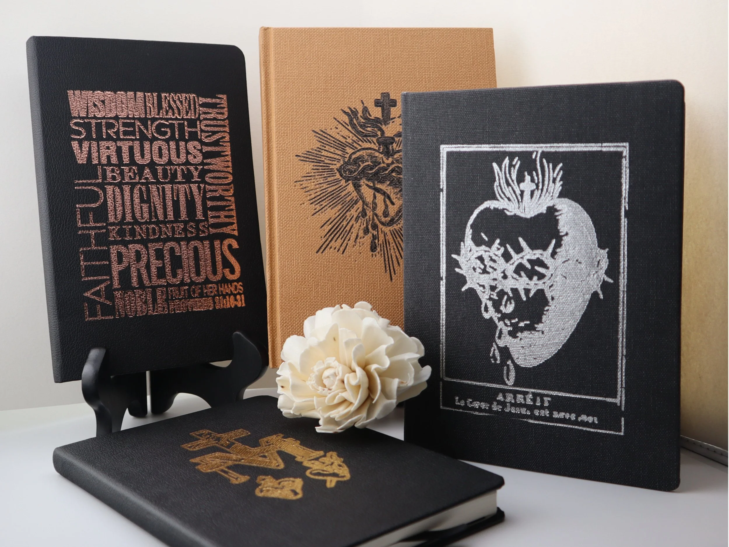 Notebooks with covers featuring vintage unique designs, expertly embossed and crafted with cutting technology.