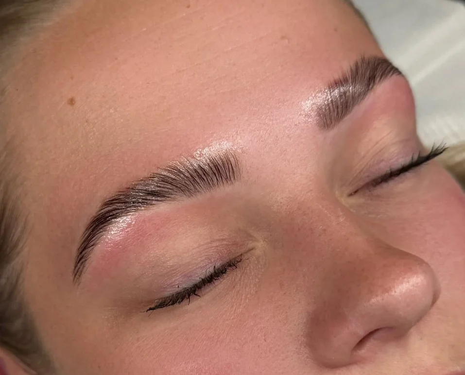 Eyebrow lamination, map, stain, tint on female client at Skinfinite Glow,